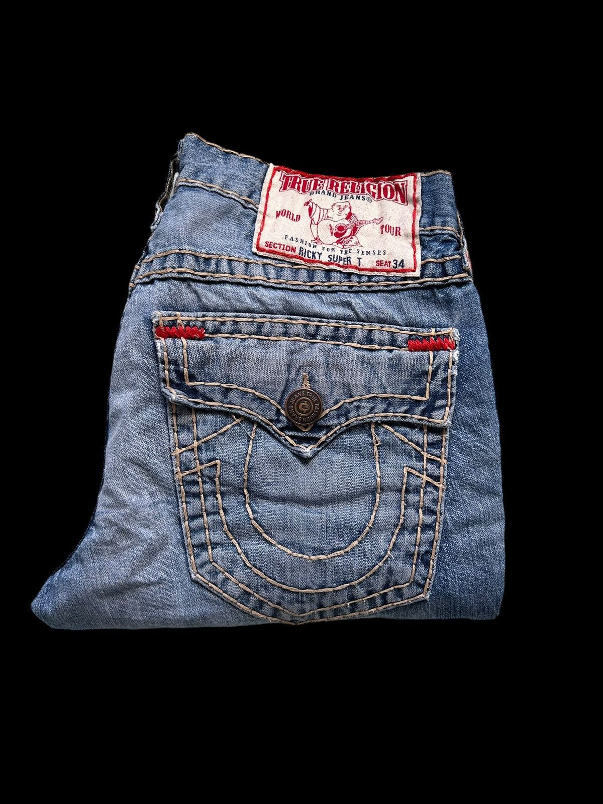 Pre-owned True Religion X Vintage Baggy Denim Jeans True Religion Sematary Chief Keef In Blue