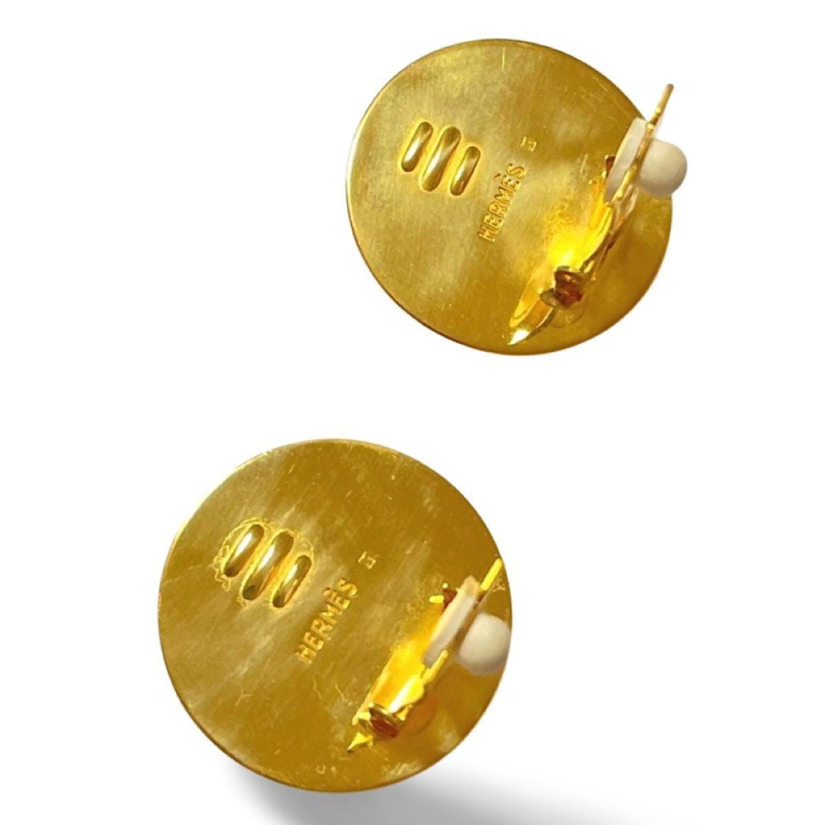 Hermes Vintage Hermes cloisonne enamel golden round earrings Size ONE SIZE - 6 Thumbnail