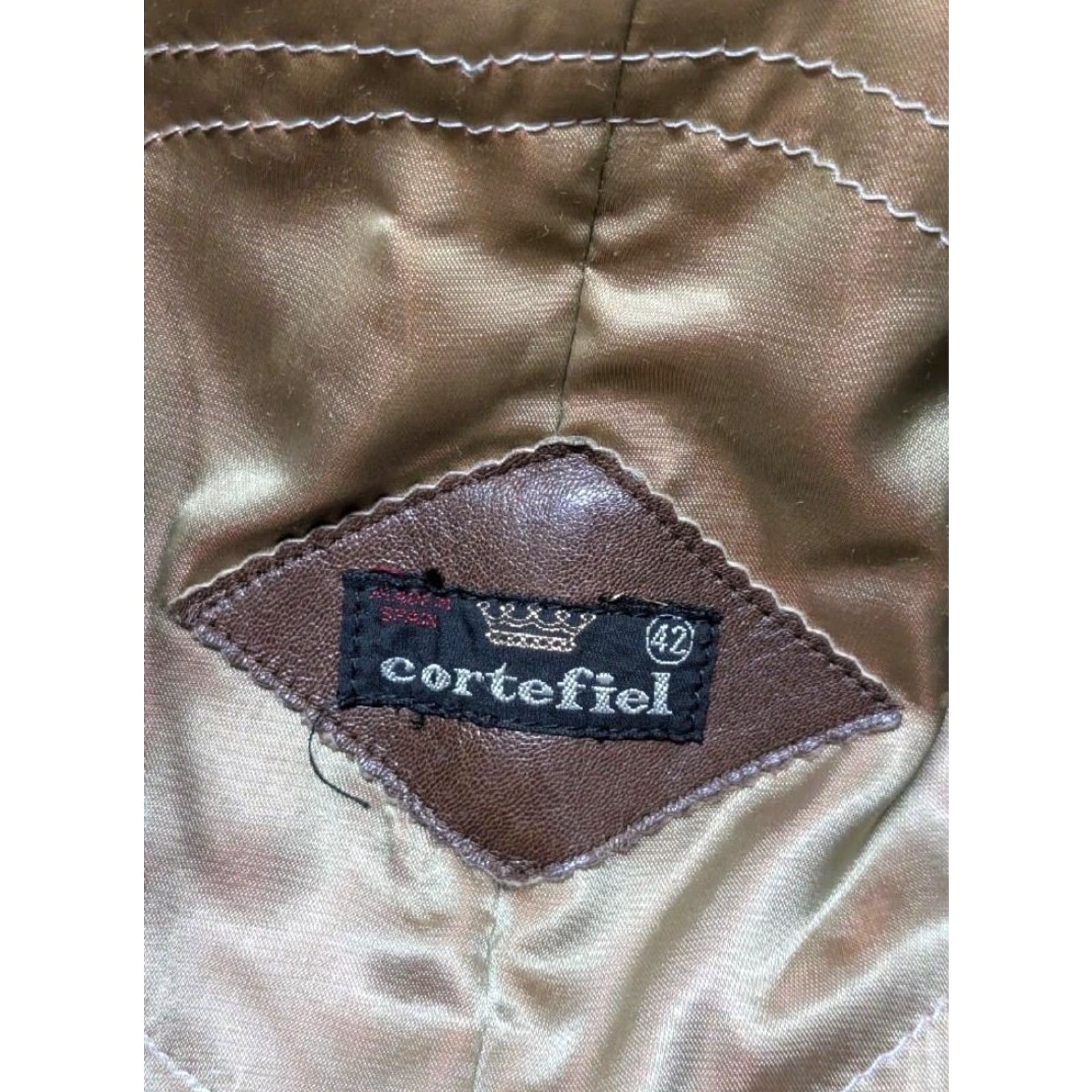 Vintage VINTAGE Cortefiel overcoat Men Belted Lambskin Leather 44 L Brown Fur Collar Coat Fur Barnstomer Norfolk Mouton Size US L / EU 52-54 / 3 - 4 Thumbnail
