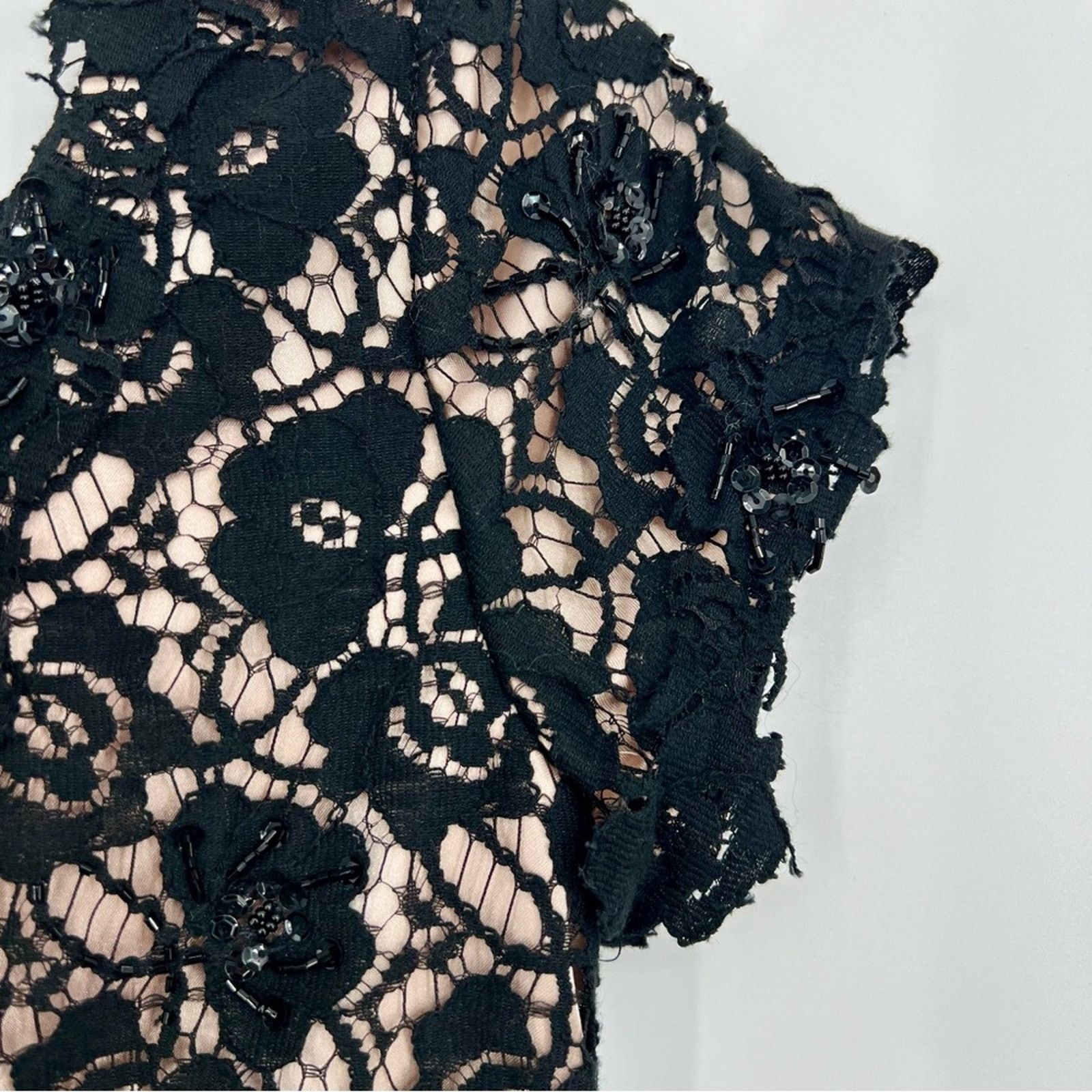 Designer JS Boutique Floral Lace Sequins Embroidered Cocktail Dress Size M / US 6-8 / IT 42-44 - 5 Thumbnail