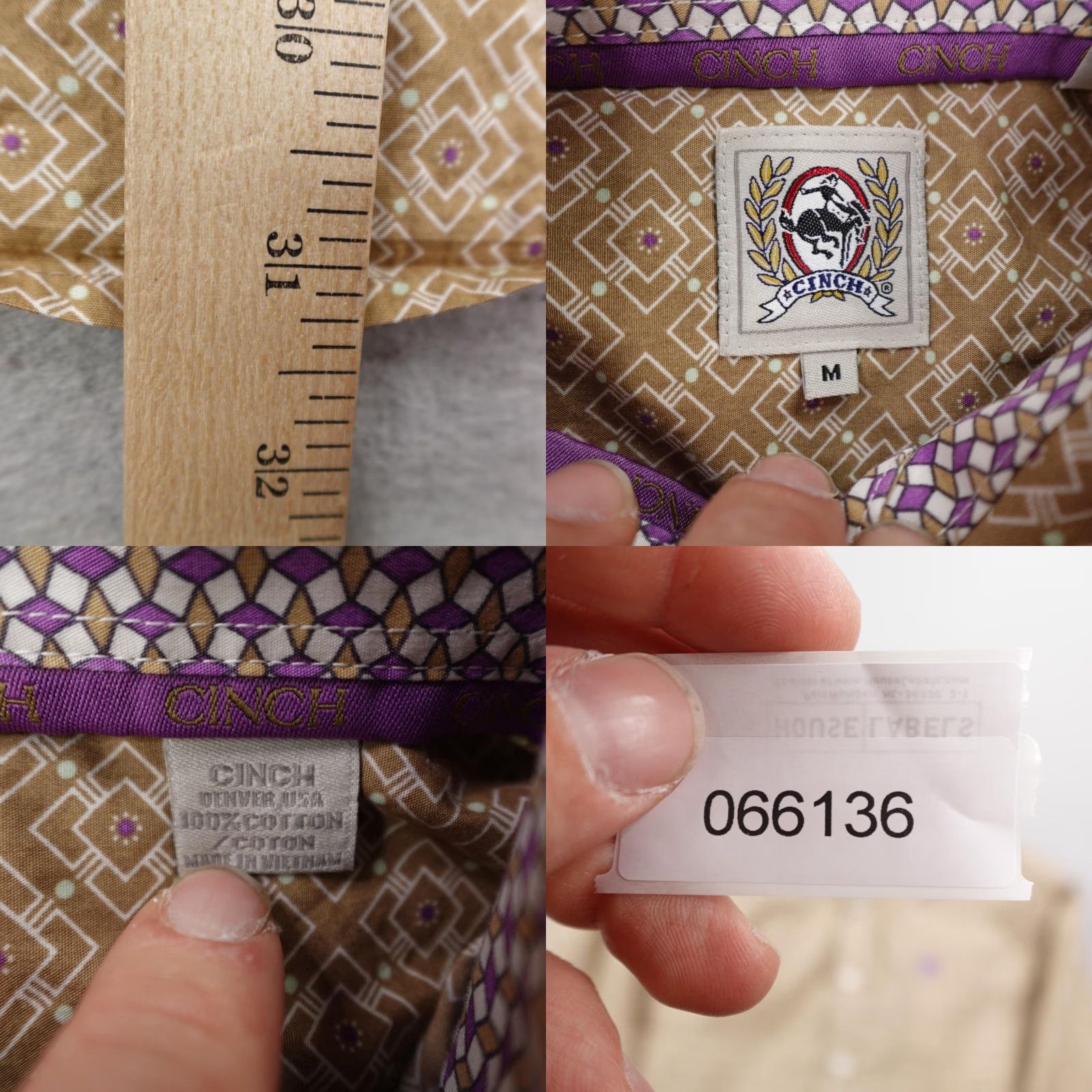 Vintage Cinch Shirt Mens Medium Beige Geometric Print Button-Down Western Rodeo Cowboy Shirt Mens Medium Beige Geometric Print Western Cowboy Size US M / EU 48-50 / 2 - 8 Thumbnail