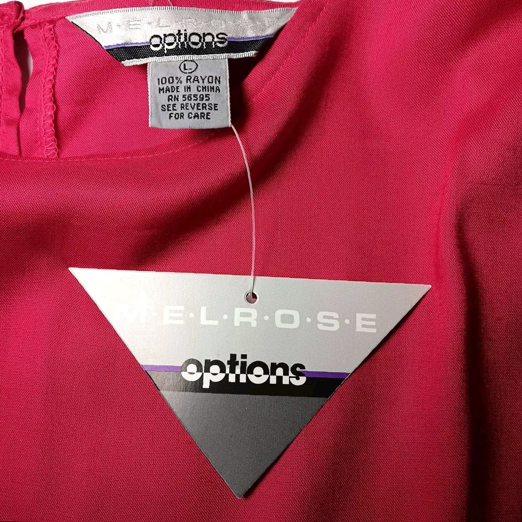 Pinko VINTAGE Melrose Options Blouse Women L Short Sleeve Pullover Rayon Magenta 1980s Casual Size L / US 10 / IT 46 - 5 Thumbnail
