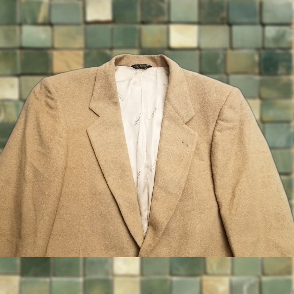 J.Crew VINTAGE Miltons Adolfo Couture Blazer Mens Medium Camel Hair Union Made USA Jacket Size 40R - 1 Thumbnail