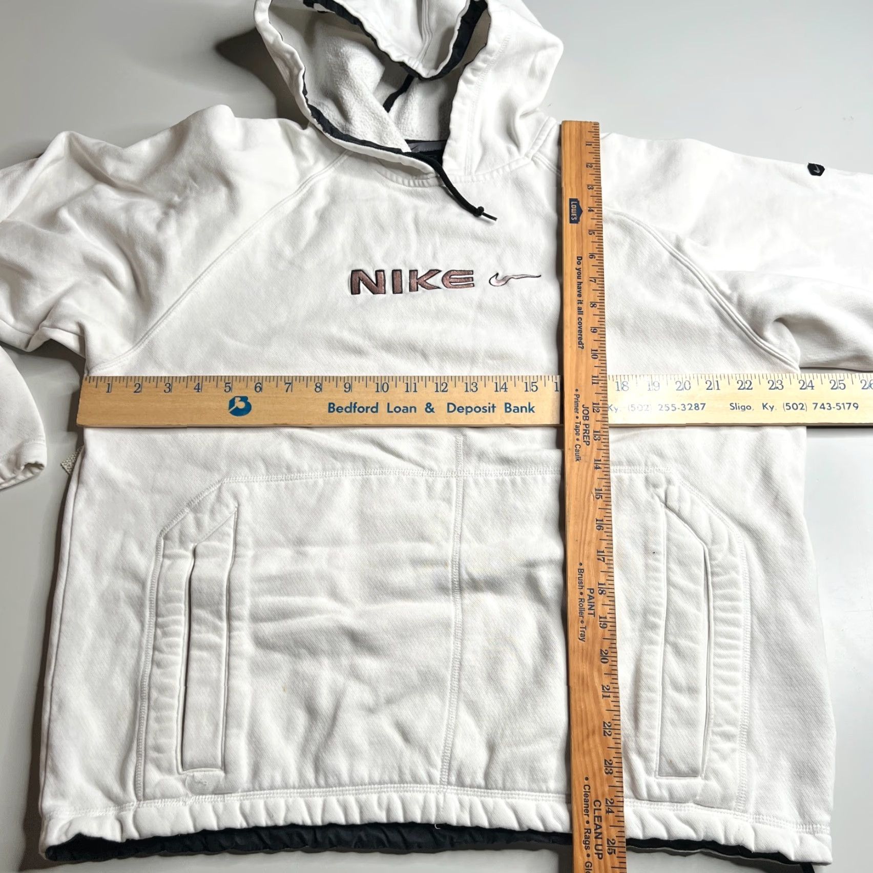 Nike VINTAGE Nike Pullover Hoodie White Swoosh Logo Mens M Light Stain Hoodie Mens M White Nike Pullover Hoodie 2000s Y2K Streetwear Size US M / EU 48-50 / 2 - 5 Thumbnail