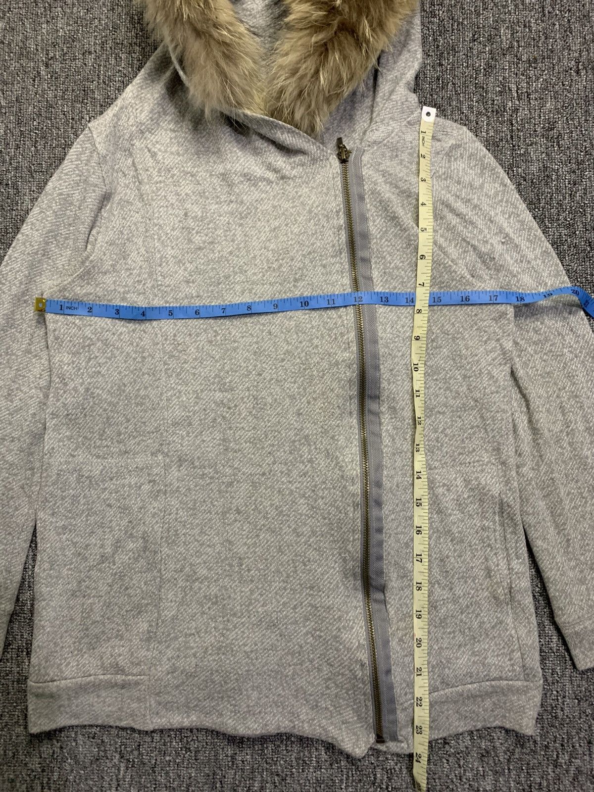 Japanese Brand Liesse Crazy Assymmetric Grey Zip Fur Hoodie Punk Rock Style Size L / US 10 / IT 46 - 8 Thumbnail