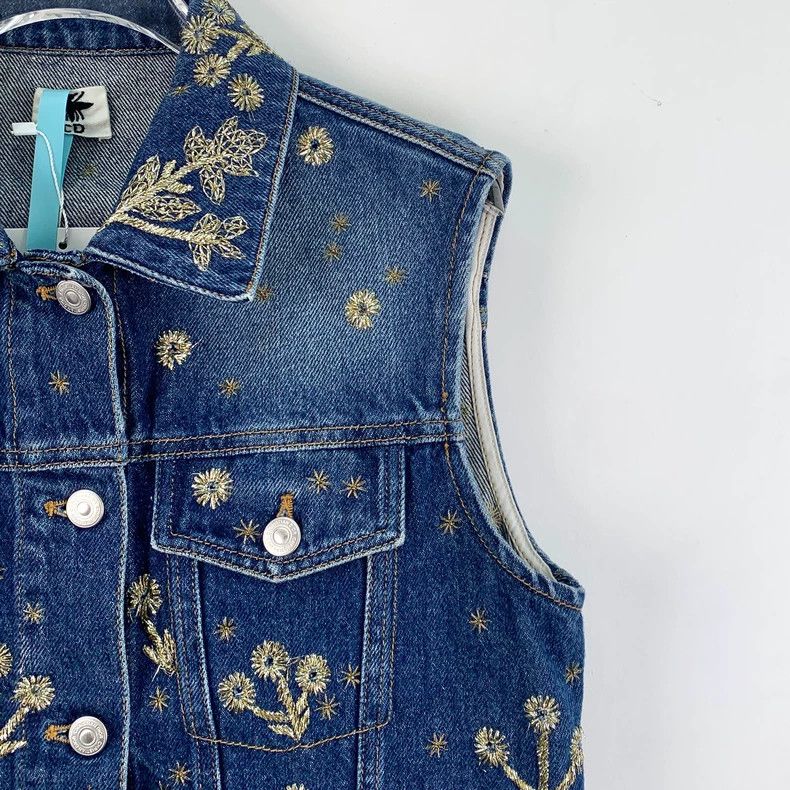 Dior Dior Dark blue floral embroidered cotton lapel single-brea Size XS / US 0-2 / IT 36-38 - 3 Thumbnail