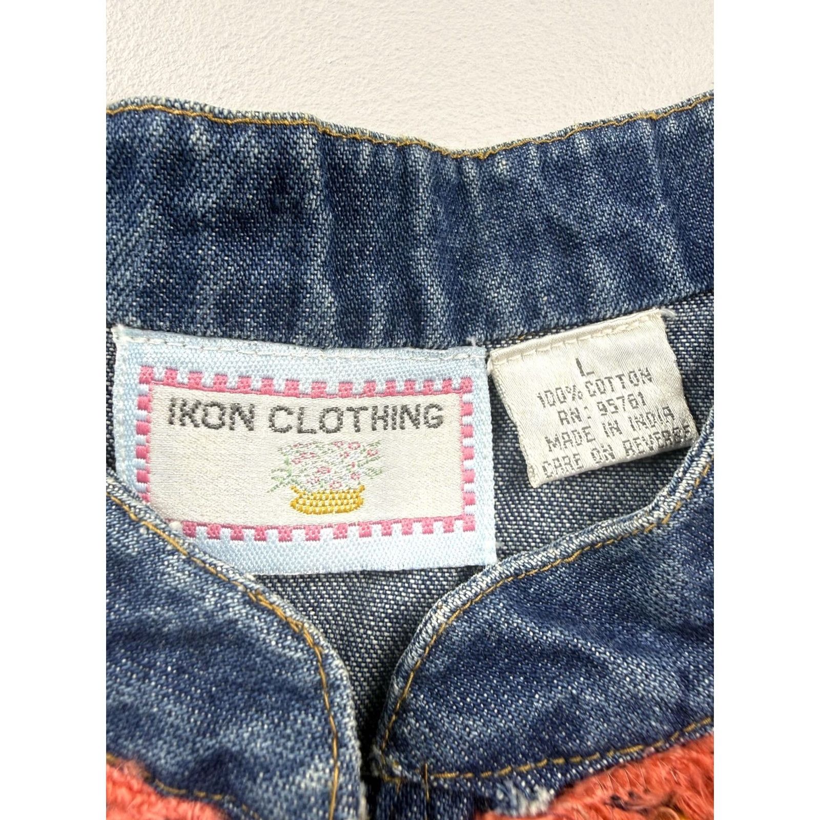 Vintage IKON CLOTHING Jacket Womens Large Blue Denim Embroidered Sequin Floral Boho Size L / US 10 / IT 46 - 3 Thumbnail