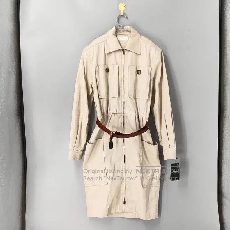 Saint Laurent Paris Saint Laurent Paris Solid color zipper lapel mid-length lo Size S / US 4 / IT 40 - 1 Thumbnail