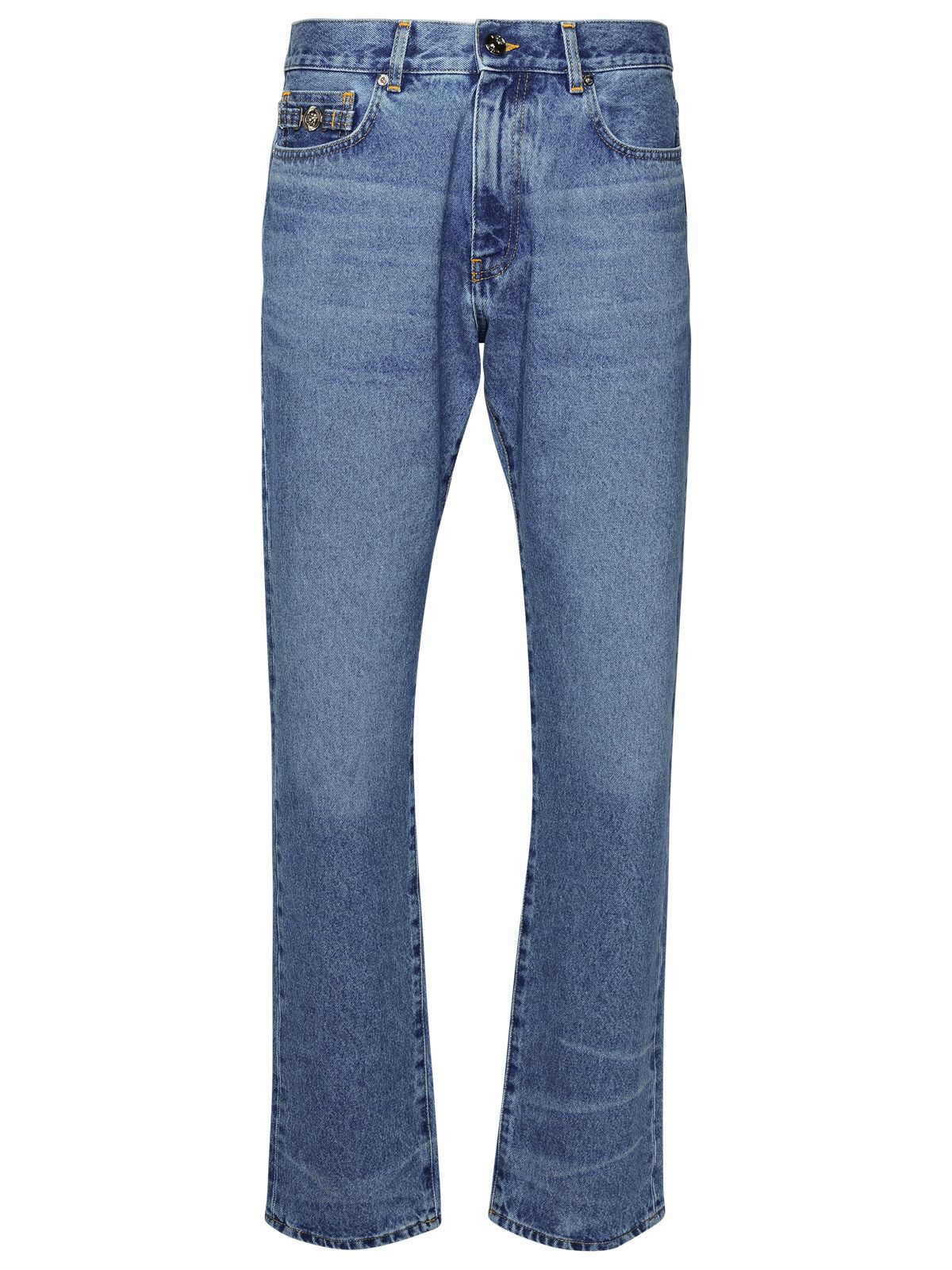 image of Versace Blue Cotton Jeans in Light Blue, Men's (Size 31)