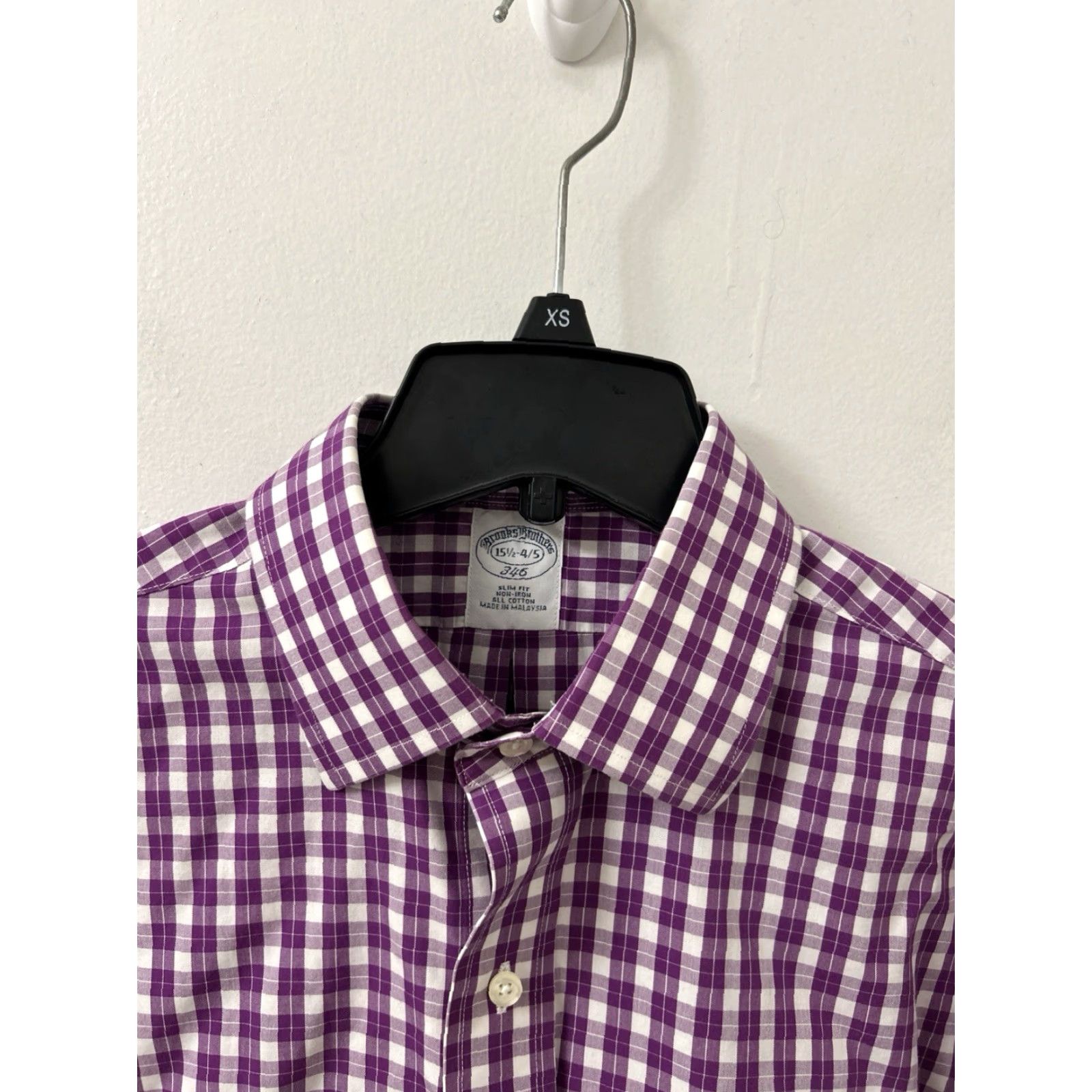 Brooks Brothers Brooks Brothers 346 Shirt Mens 15.5 Purple Oxford Plaid Slim Fit Button-Down Dress Shirt Size US L / EU 52-54 / 3 - 4 Thumbnail