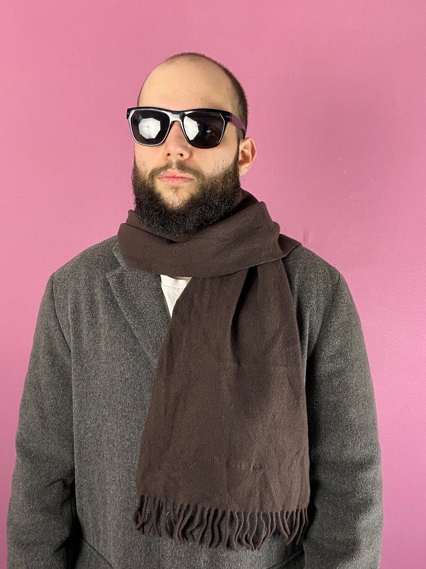 Dolce & Gabbana × Vintage Dolce & Gabbana Cravate Vintage Scarf - Brown Wool Size ONE SIZE - 1 Thumbnail