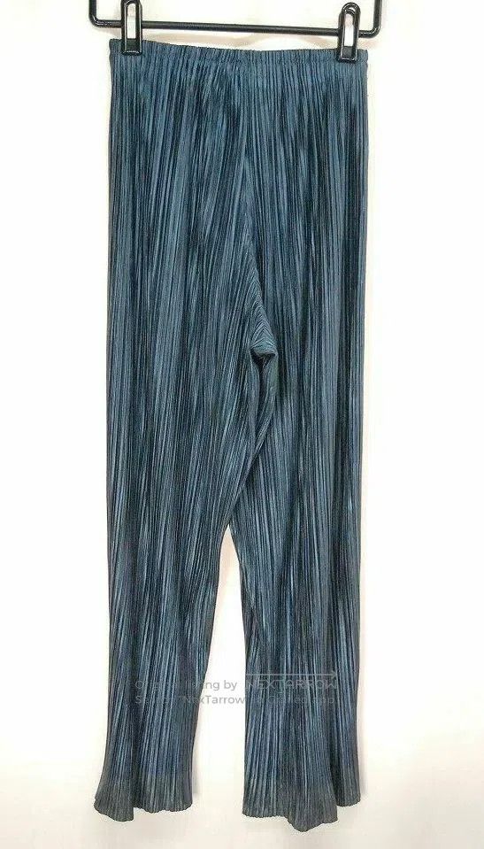 Issey Miyake Issey Miyake size:3 Silver Blue Wide-leg Floor-length Pant Size 22" - 2 Thumbnail