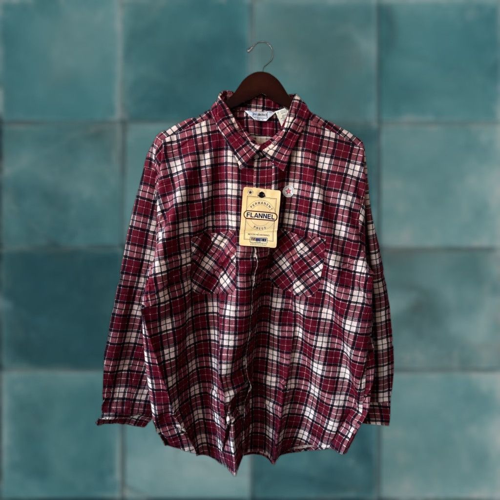 Vintage VINTAGE Five Brother Dakota Plaid Flannel Shirt Mens 3XL Red USA NWT NOS Button-Up Long Sleeve Cotton 80s Size US XXL / EU 58 / 5 - 1 Thumbnail