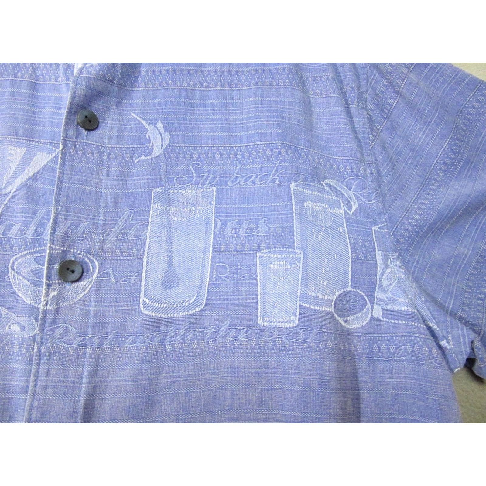 Tommy Bahama Tommy Bahama Shirt Mens Medium Blue Silk Cocktail Drinks Pattern Button Up Casual Size US M / EU 48-50 / 2 - 4 Thumbnail