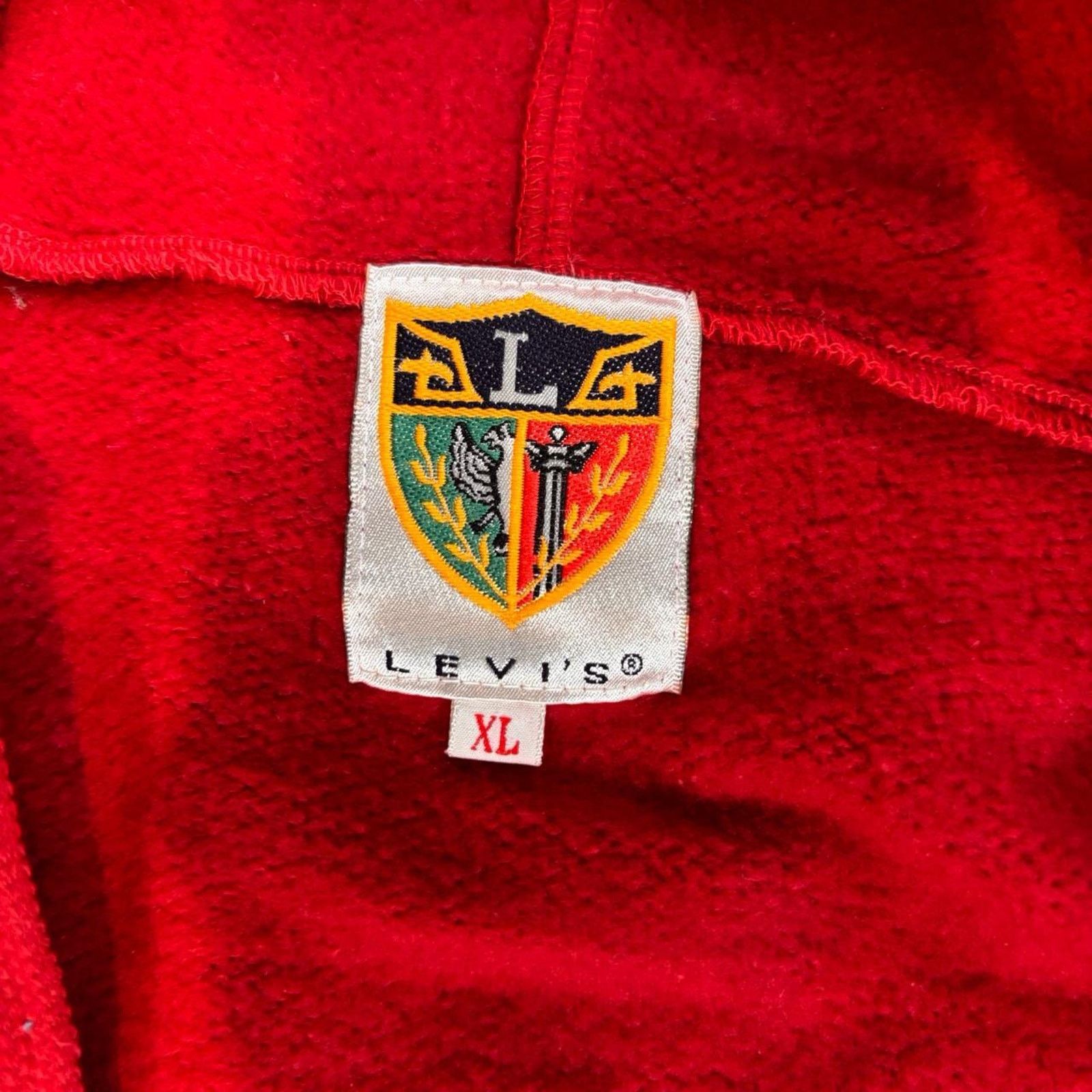 Levi's × Vintage Vintage 90s Red Waffle Knit Hoodie! Size XL Size US XL / EU 56 / 4 - 3 Thumbnail