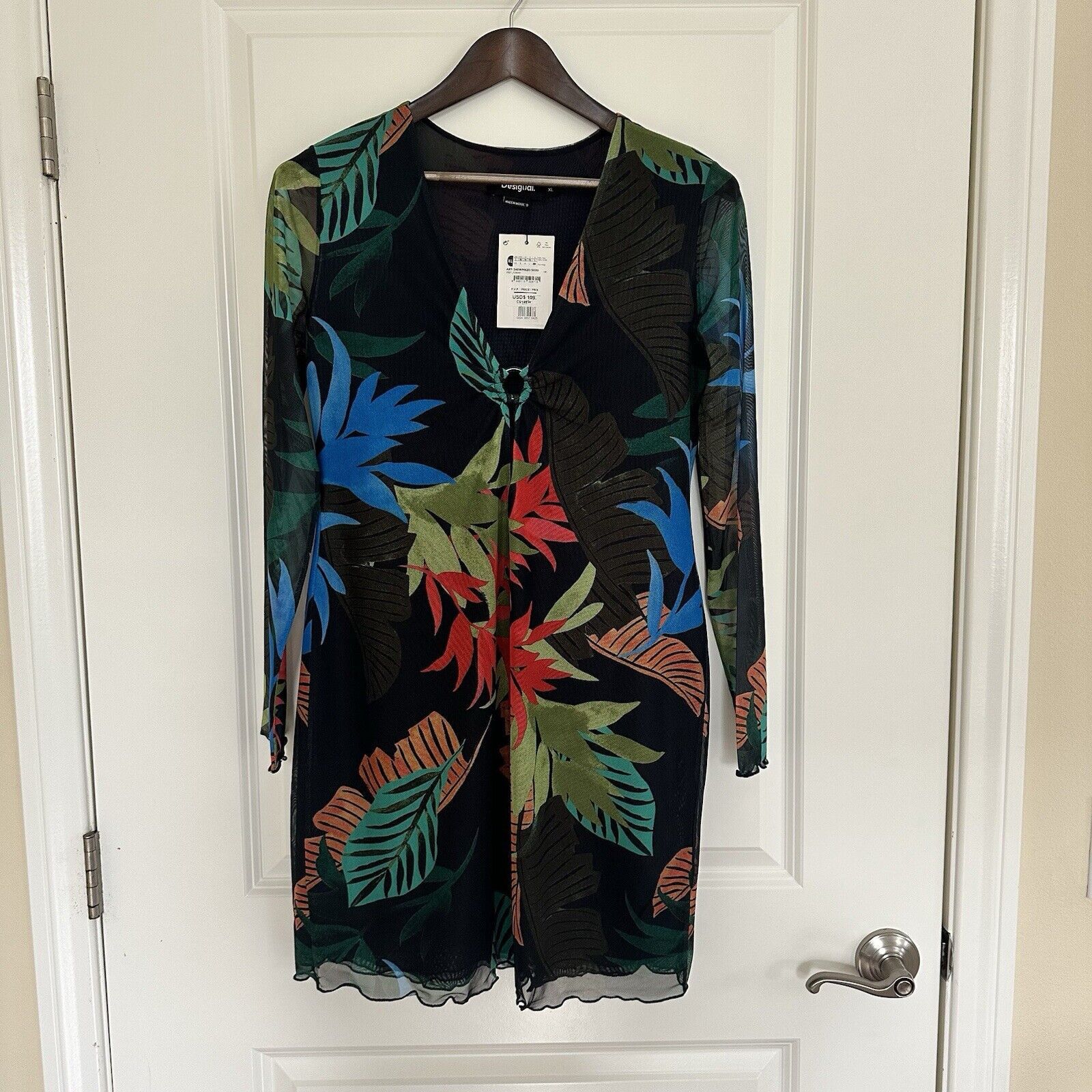 Desigual Desigual Tropical Tulle Long Sleeves Mini Dress Size XL NWT Size XL / US 12-14 / IT 48-50 - 5 Thumbnail