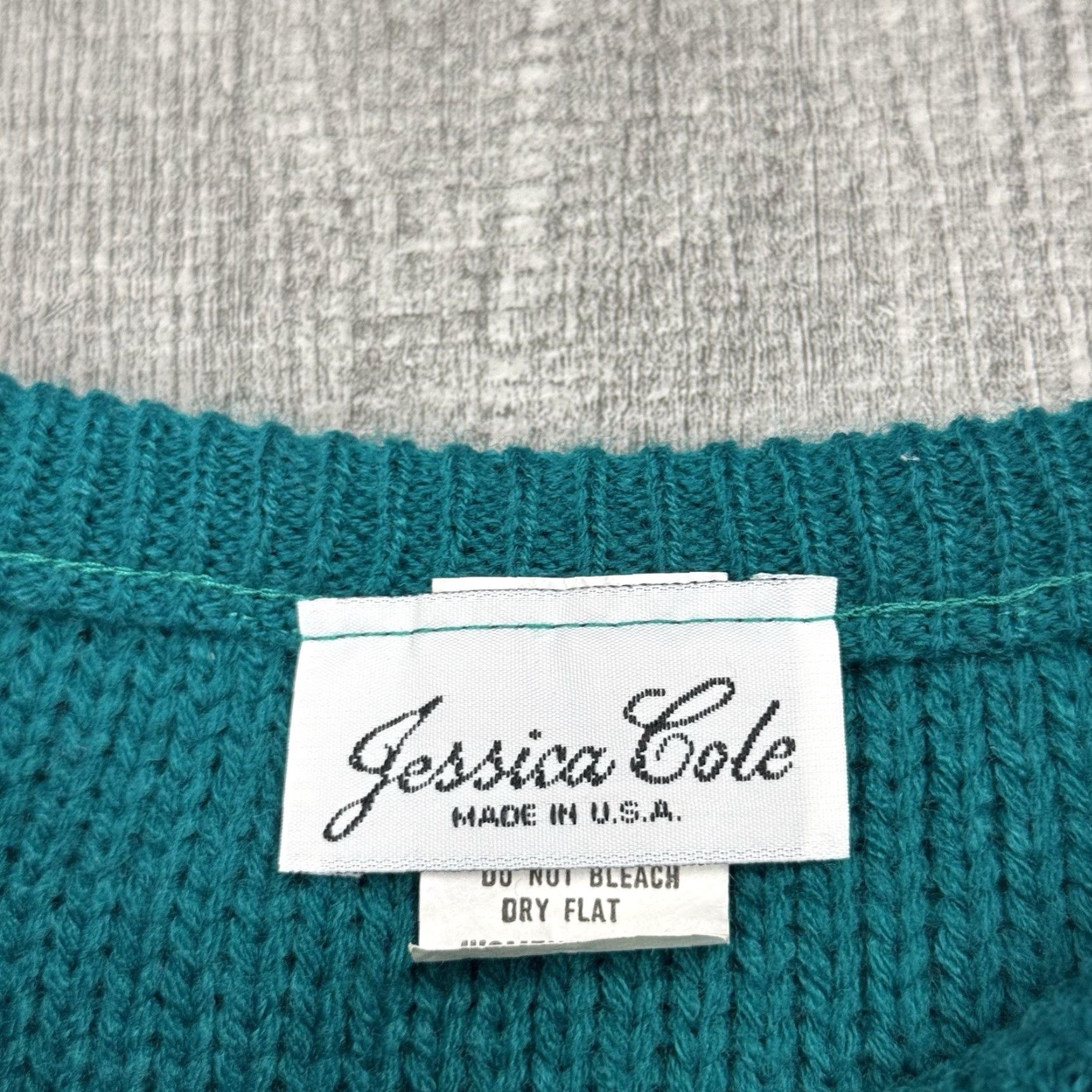 Vintage Vintage 1980s Jessica Cole Cable Knit Sweater Women's XL Oversized Fall Teal Acrylic Size XL / US 12-14 / IT 48-50 - 3 Thumbnail