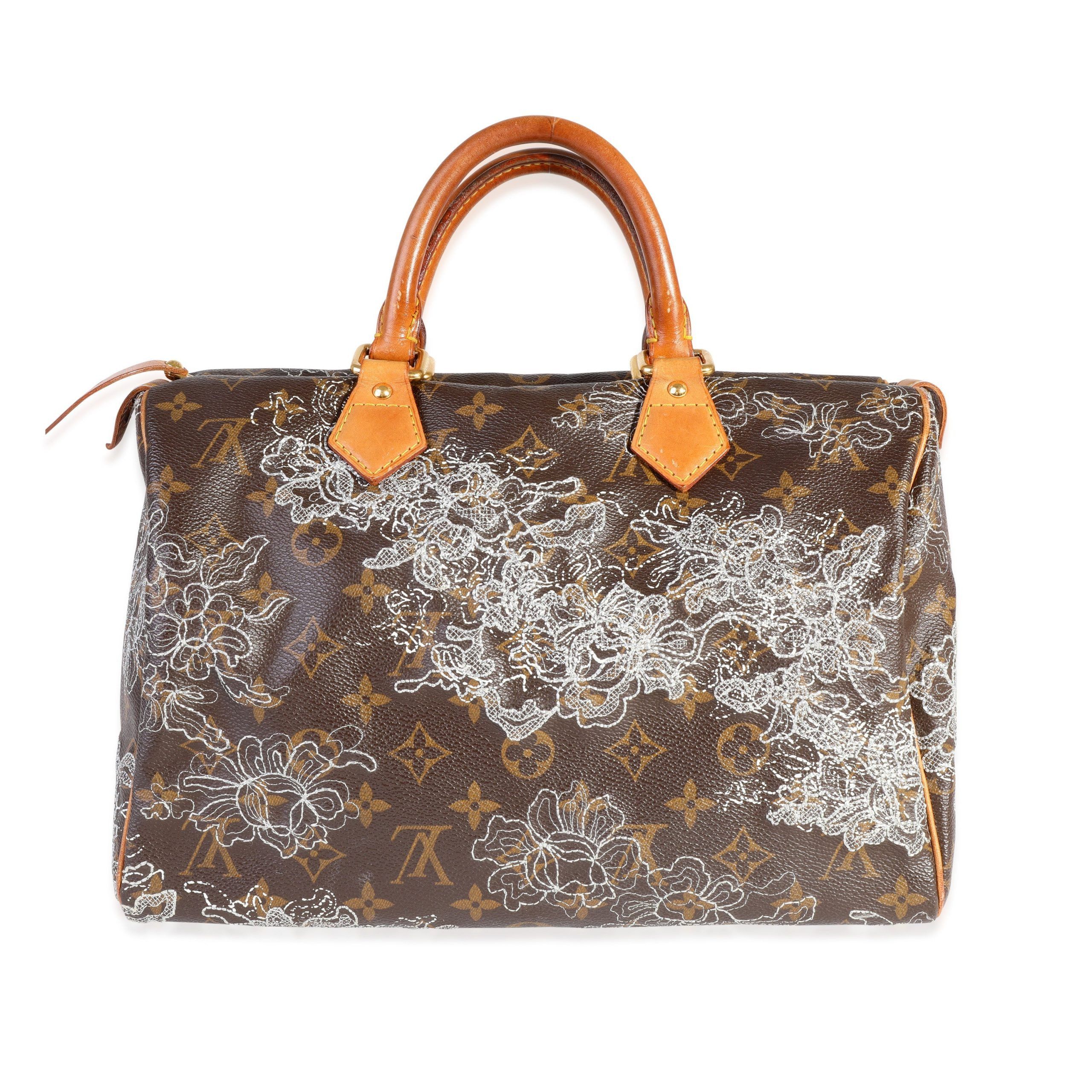 image of Louis Vuitton Monogram Dentelle Speedy 30 in Brown, Women's