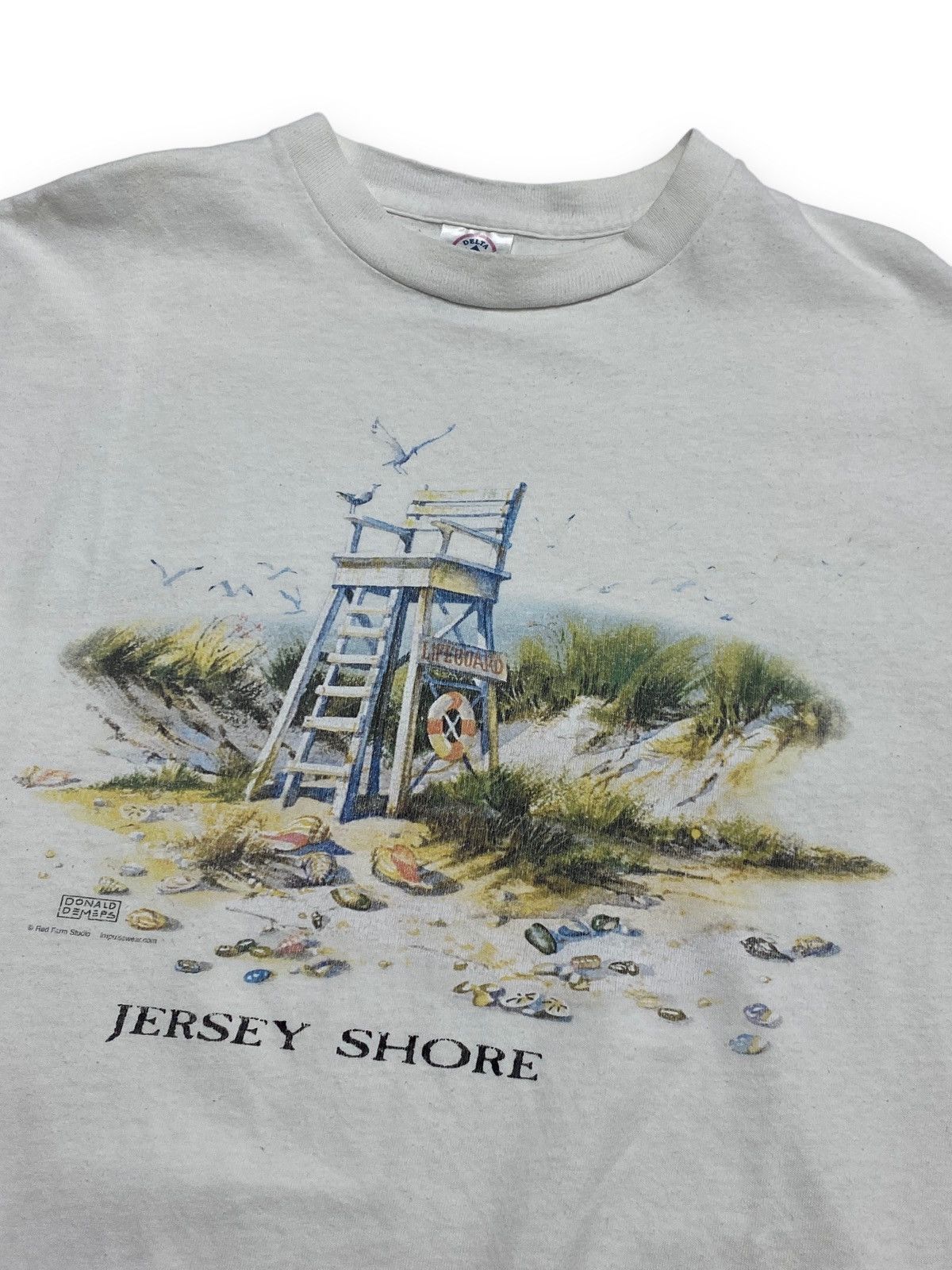 Delta Vintage JERSEY ISLAND SHORE White T- Shirt Delta US Made M Size US M / EU 48-50 / 2 - 2 Thumbnail