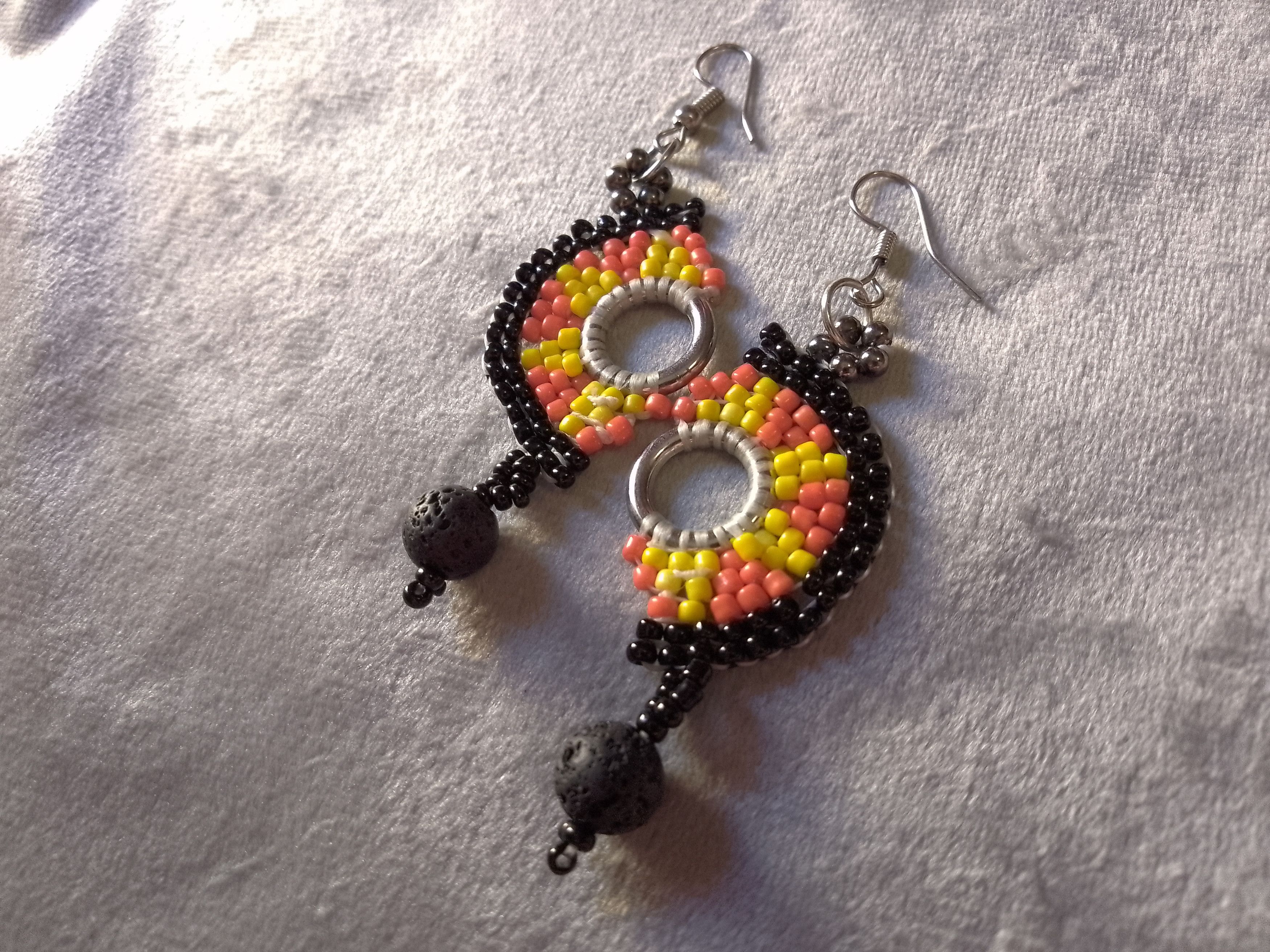 Handmade Necklace Long Lava Stone Picasso Pendant Earrings Boho Size ONE SIZE - 6 Thumbnail