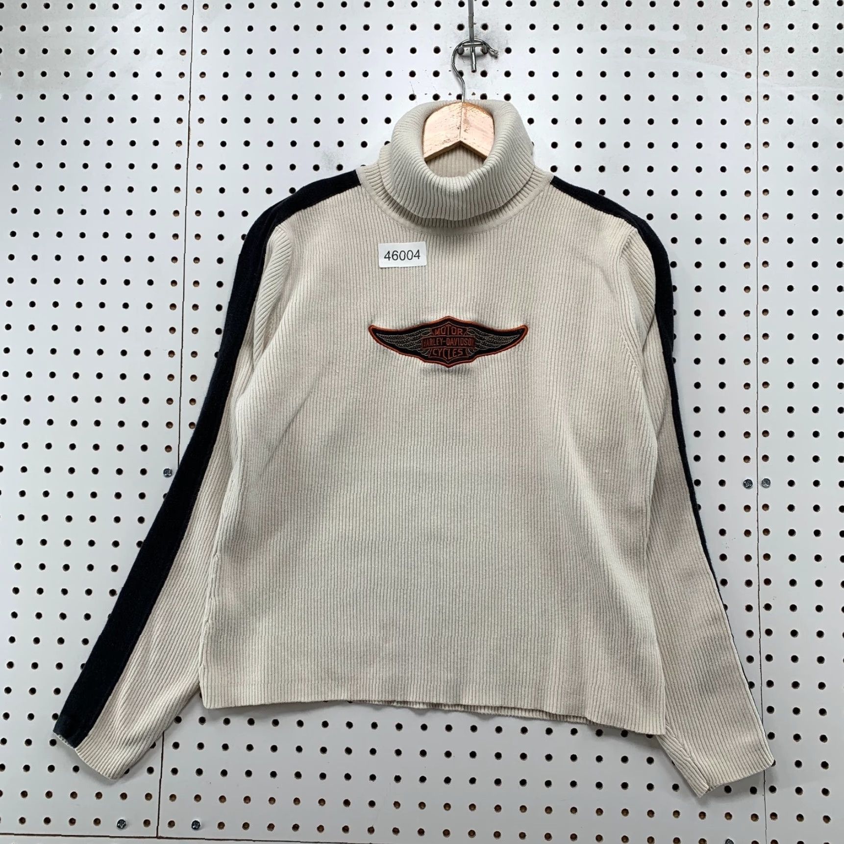 Harley Davidson VINTAGE Harley-Davidson Sweater Womens XL Beige Y2K Embroidered Logo Ribbed Pullover Knit Winter Casual Size XL / US 12-14 / IT 48-50 - 2 Thumbnail