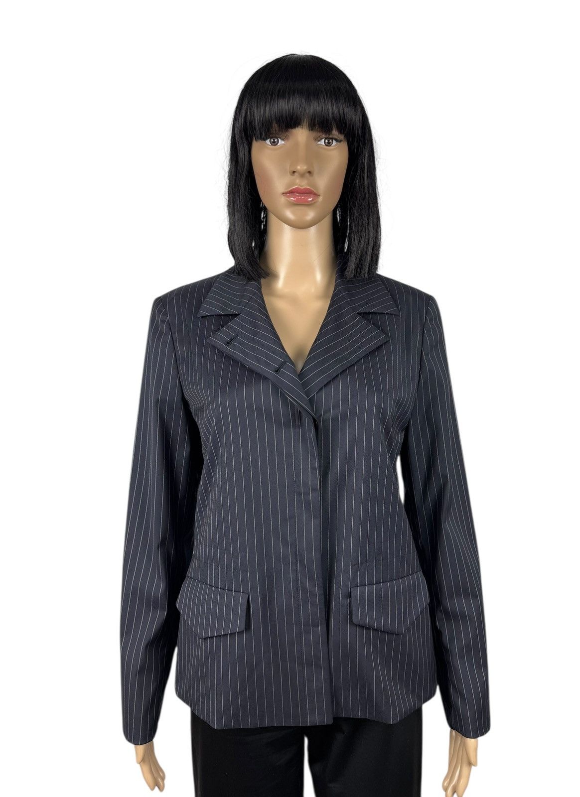 Armani Collezioni Armani Collezioni Wool-Nylon Blue Striped Jacket Collared 44 Size M / US 6-8 / IT 42-44 - 1 Thumbnail