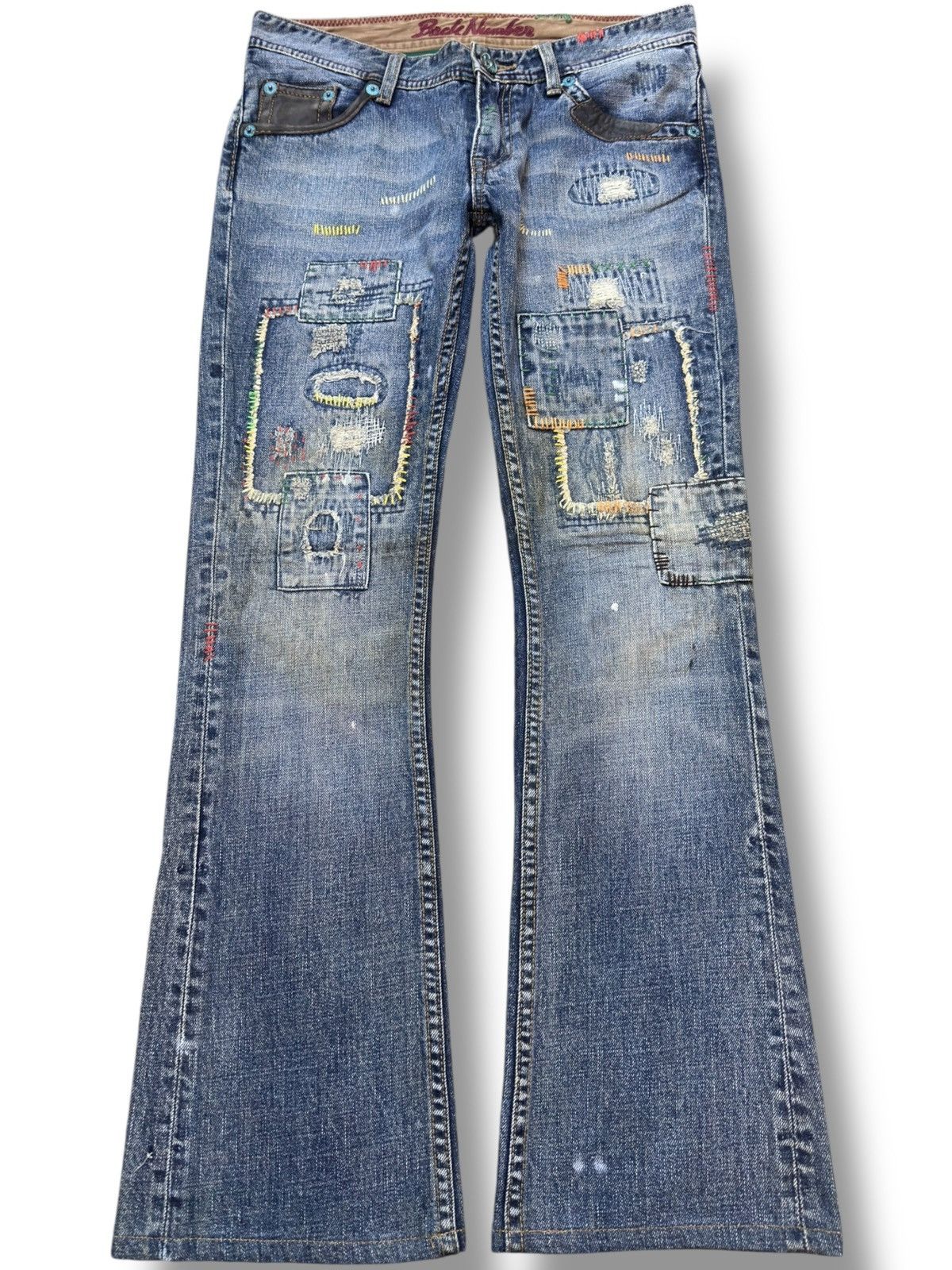 If Six Was Nine Vintage Back Number Flare Sashiko Boro Denim Size US 30 / EU 46 - 1 Thumbnail