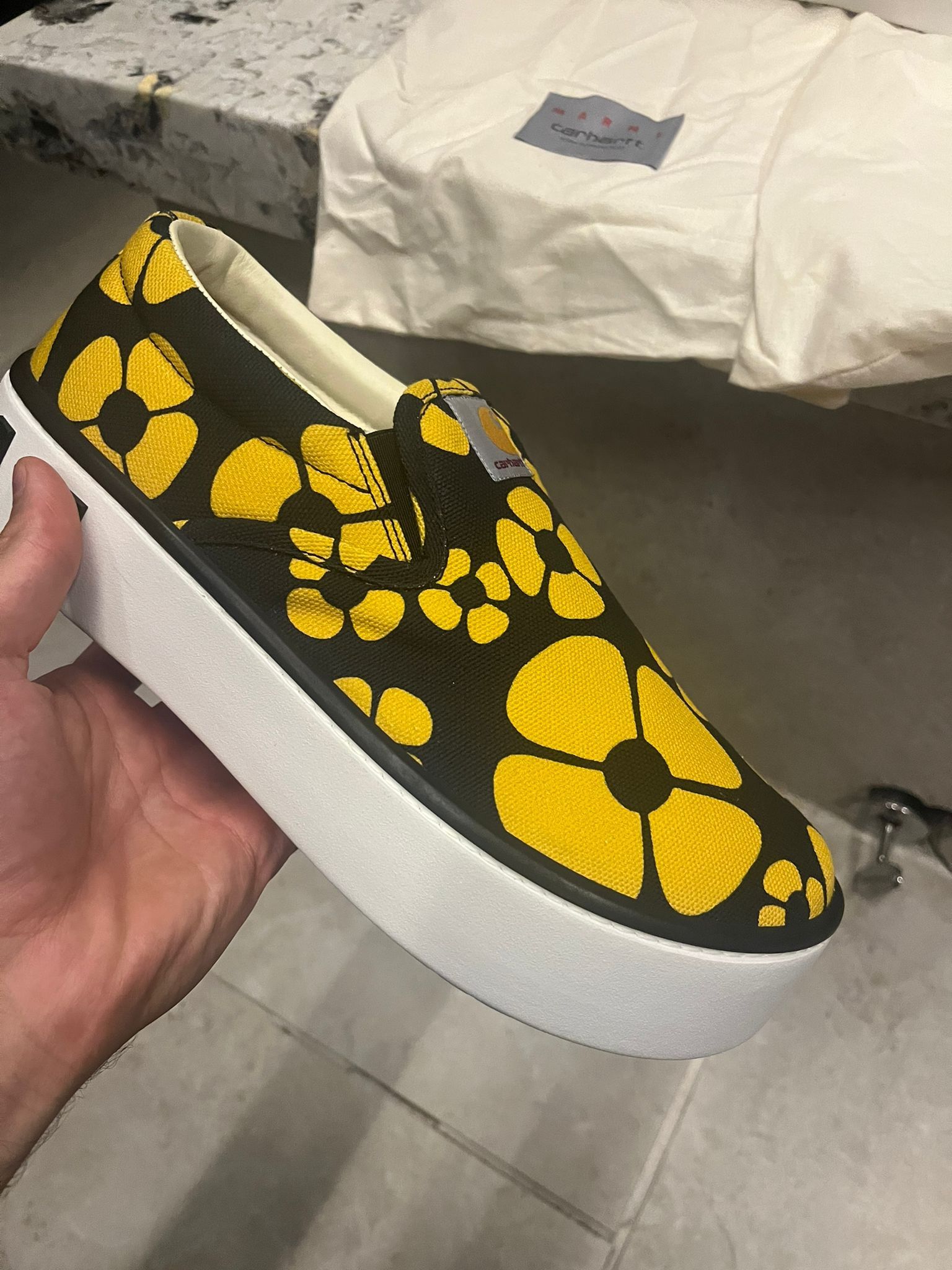Carhartt × Marni Carhartt Paw Sunflower Slip On Sneakers in Black, Yellow Size US 9 / EU 42 - 1 Thumbnail