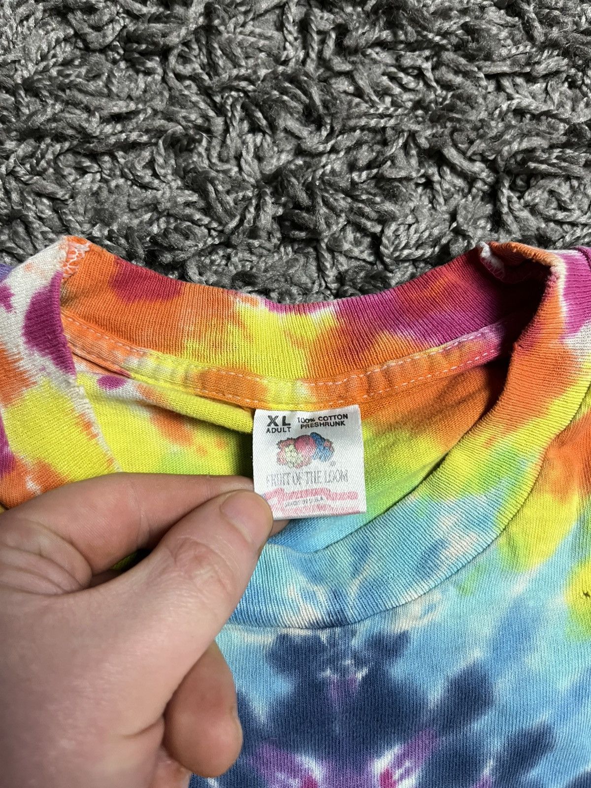 Fruit Of The Loom Psychedelic "Portal" Tie-Dye Tee | Vintage Fruit of the Loom Size US XL / EU 56 / 4 - 5 Thumbnail
