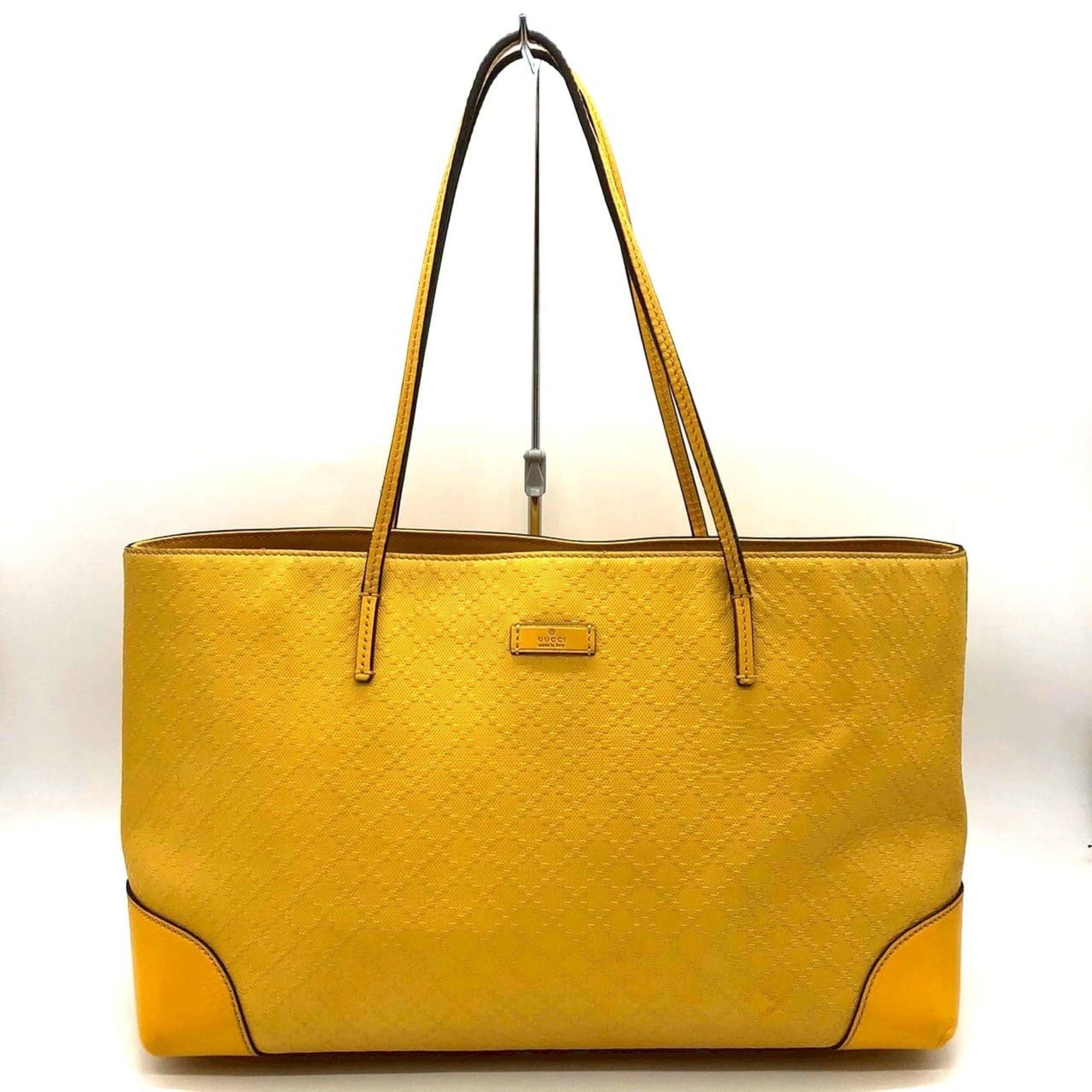 GUCCI 353397 Diamante Leather Tote Bag Shoulder Yellow for Men and Women