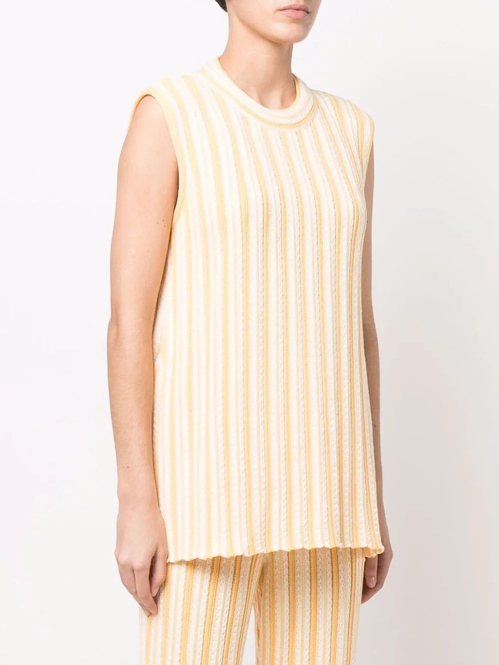 Jil Sander o1y1025 Sleeveless Sweater in Yellow/White Size XS / US 0-2 / IT 36-38 - 2 Thumbnail
