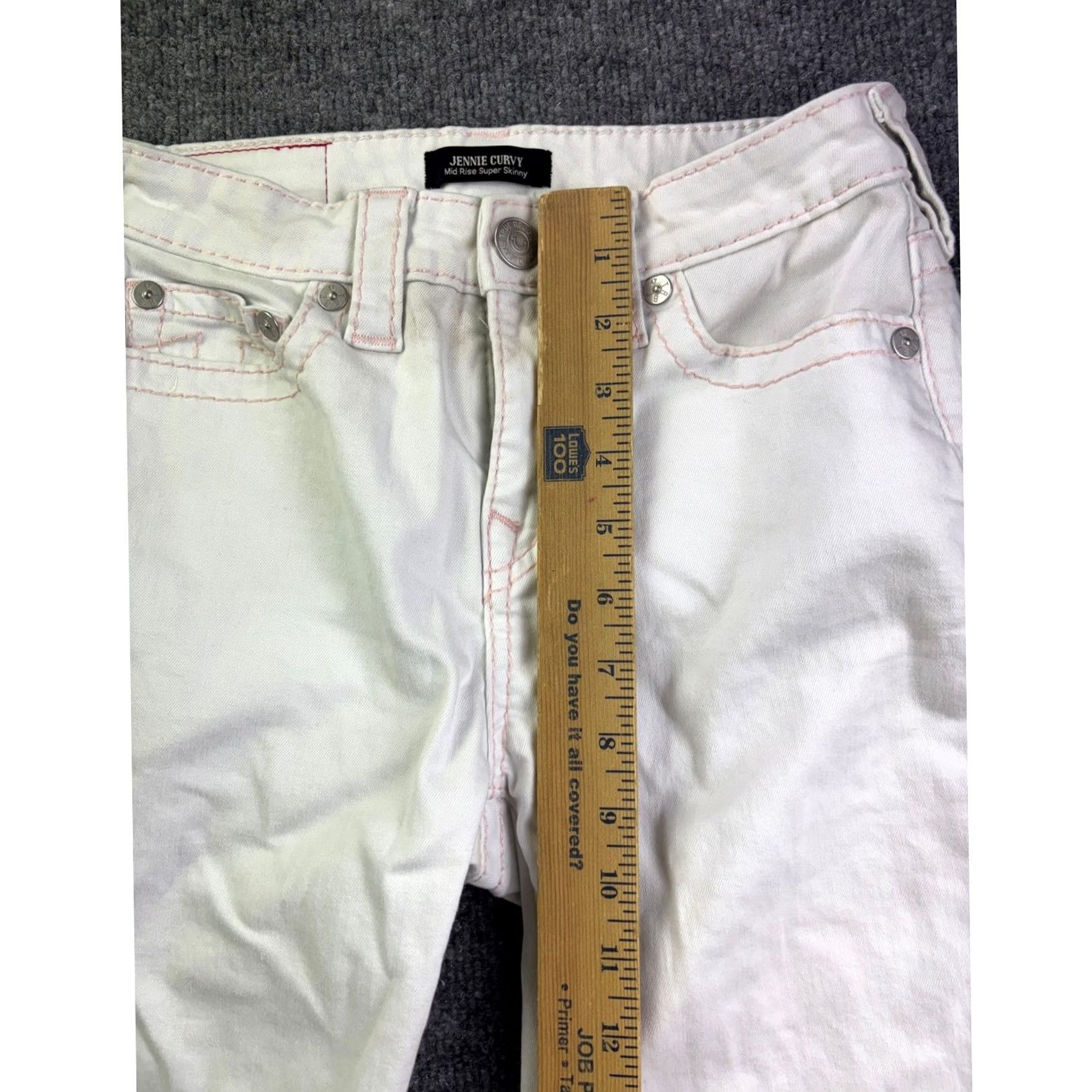 True Religion True Religion Jeans Women 25 Mid Rise Super Skinny Pink Stitch Denim 5-Pocket Curvy Jennie Jeans Womens Menus? Size 42" / US 20 - 4 Thumbnail