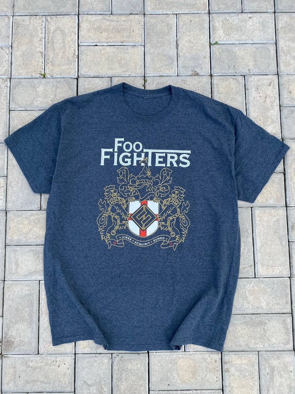 Pre-owned Band Tees X Vintage Foo Fighters Band Tee Big Logo Y2k In Navy Grey