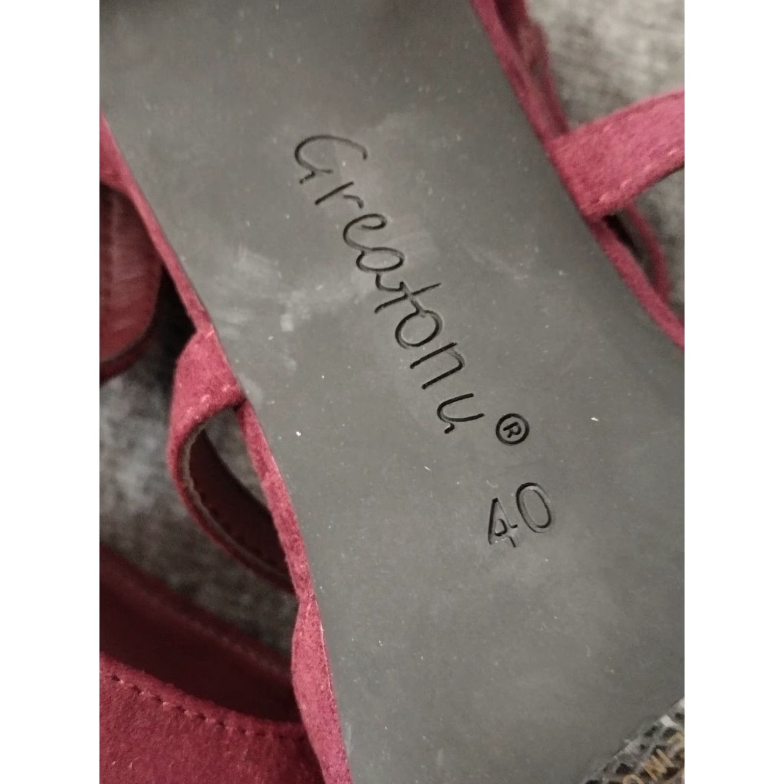 Vintage VINTAGE Greatonu Burgundy Suede Leather Ankle Strap Point Toe Size 10 Womens Heel 80s 90s Burgundy Leather Thong Cone Heels Mens? Size US 8 / IT 38 - 6 Thumbnail
