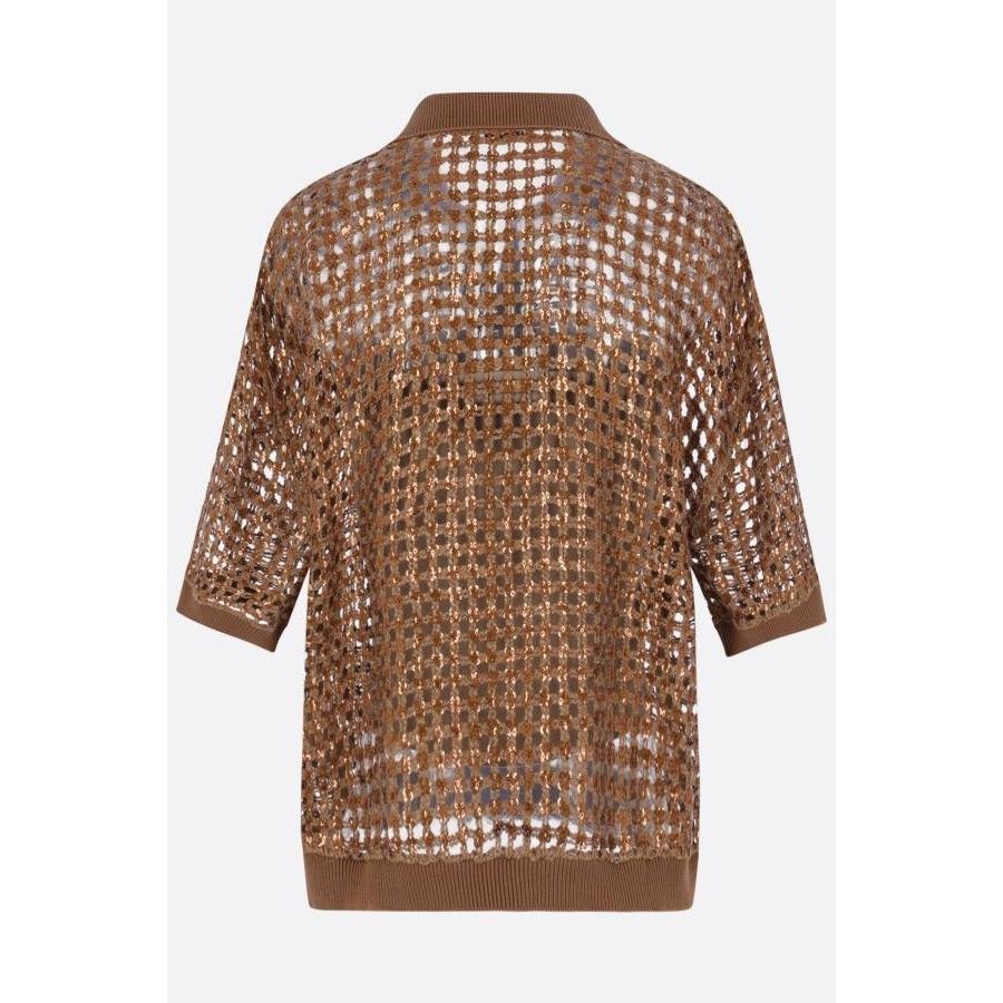 Brunello Cucinelli BRUNELLO CUCINELLI Brown Mesh Knit Sequin Sweater New & Auth Size S / US 4 / IT 40 - 2 Thumbnail