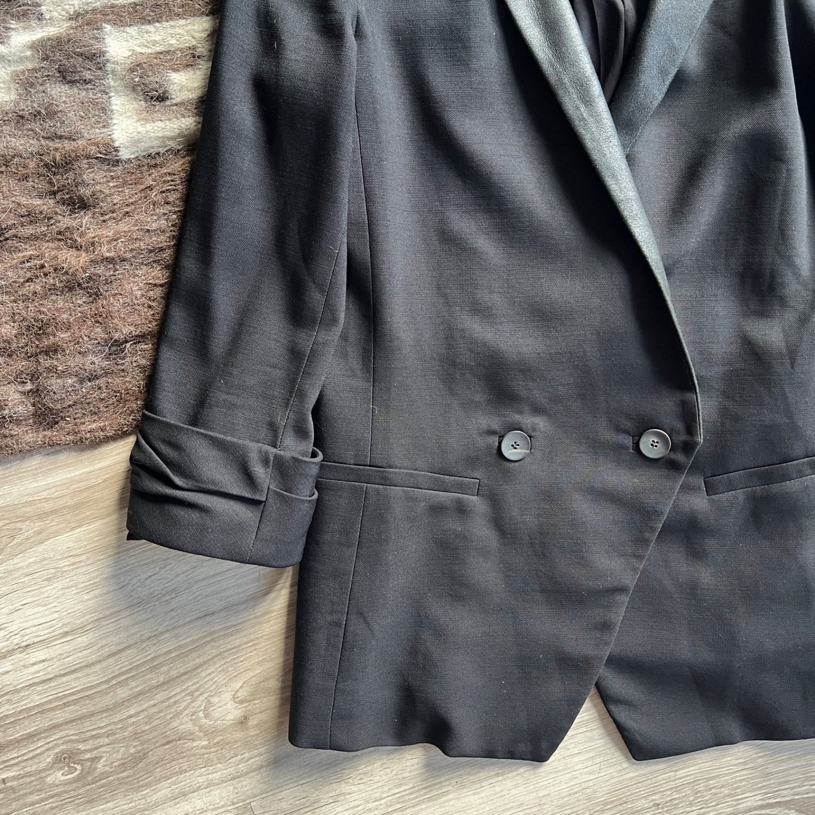 Helmut Lang Helmut Lang Black Wool Blend Goat Leather 9538AC Size M / US 6-8 / IT 42-44 - 4 Thumbnail