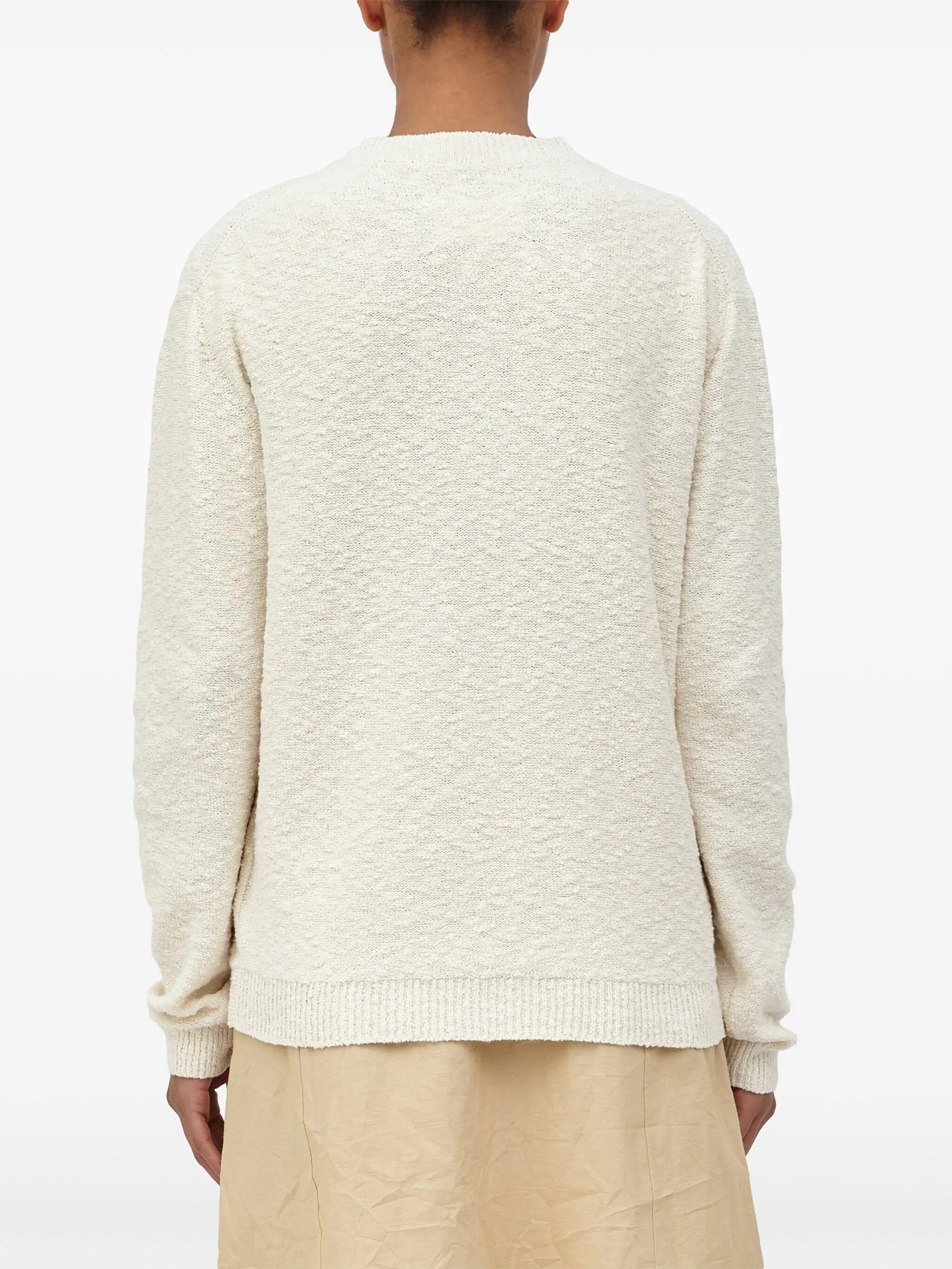 Maison Margiela oc11z0925 Nostalgic Bouclé-knit Jumper in Off White Size L / US 10 / IT 46 - 4 Thumbnail