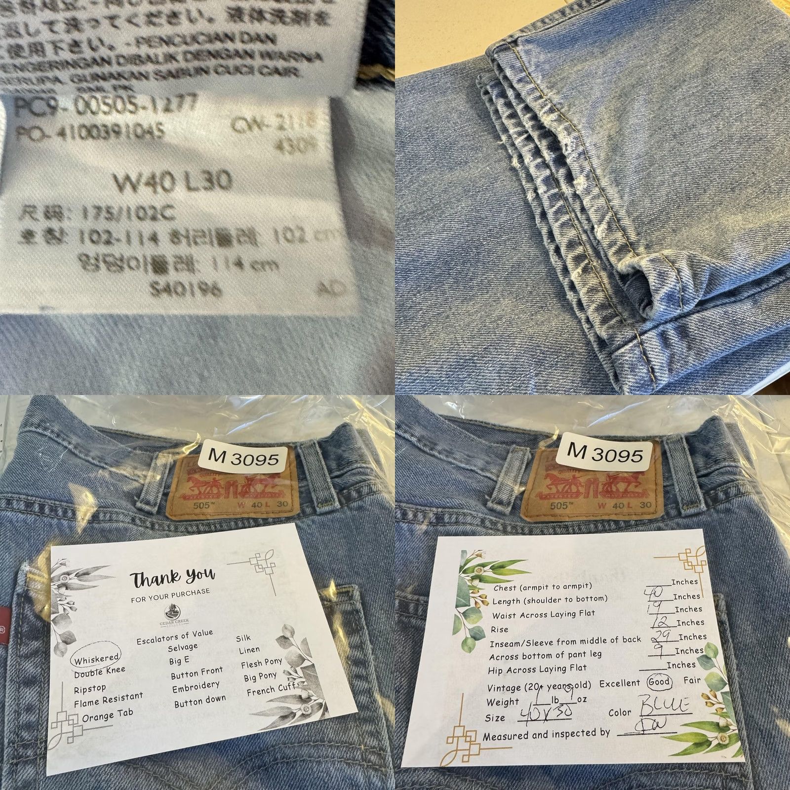 Levi's Levi's 505 Jeans Mens 40x30 Straight Leg Medium Wash Blue Classic Fit Denim Size US 40 / EU 56 - 8 Thumbnail