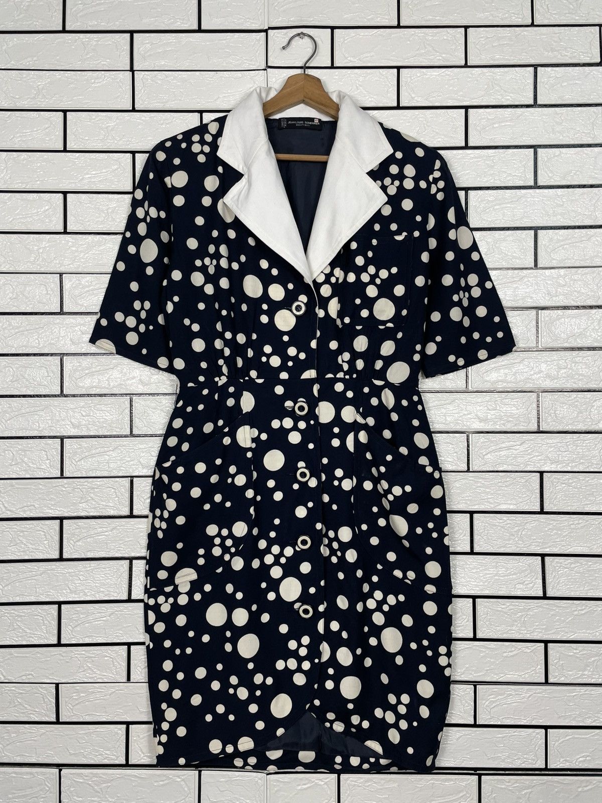 Jean-Louis Scherrer Vintage 80s Jean Louis Scherrer Polka Dot Design Dress Size M / US 6-8 / IT 42-44 - 1 Thumbnail