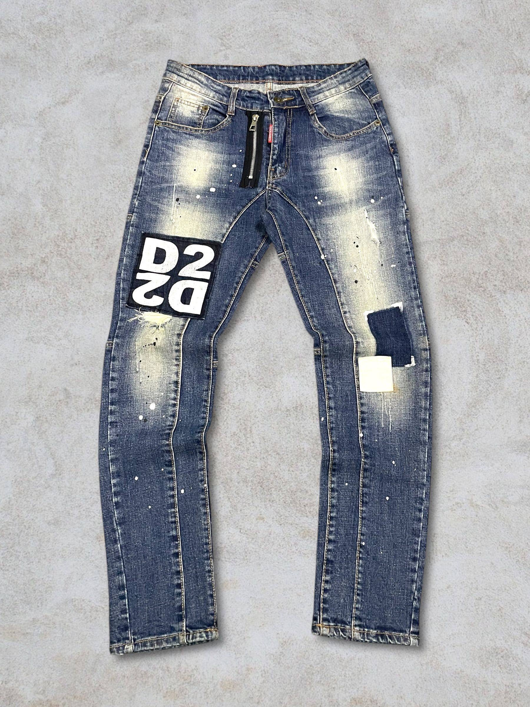 Dsquared2 Dsquared2 Patchwork Spellout Paint Splatter Glamorous Jeans Size US 29 - 1 Thumbnail