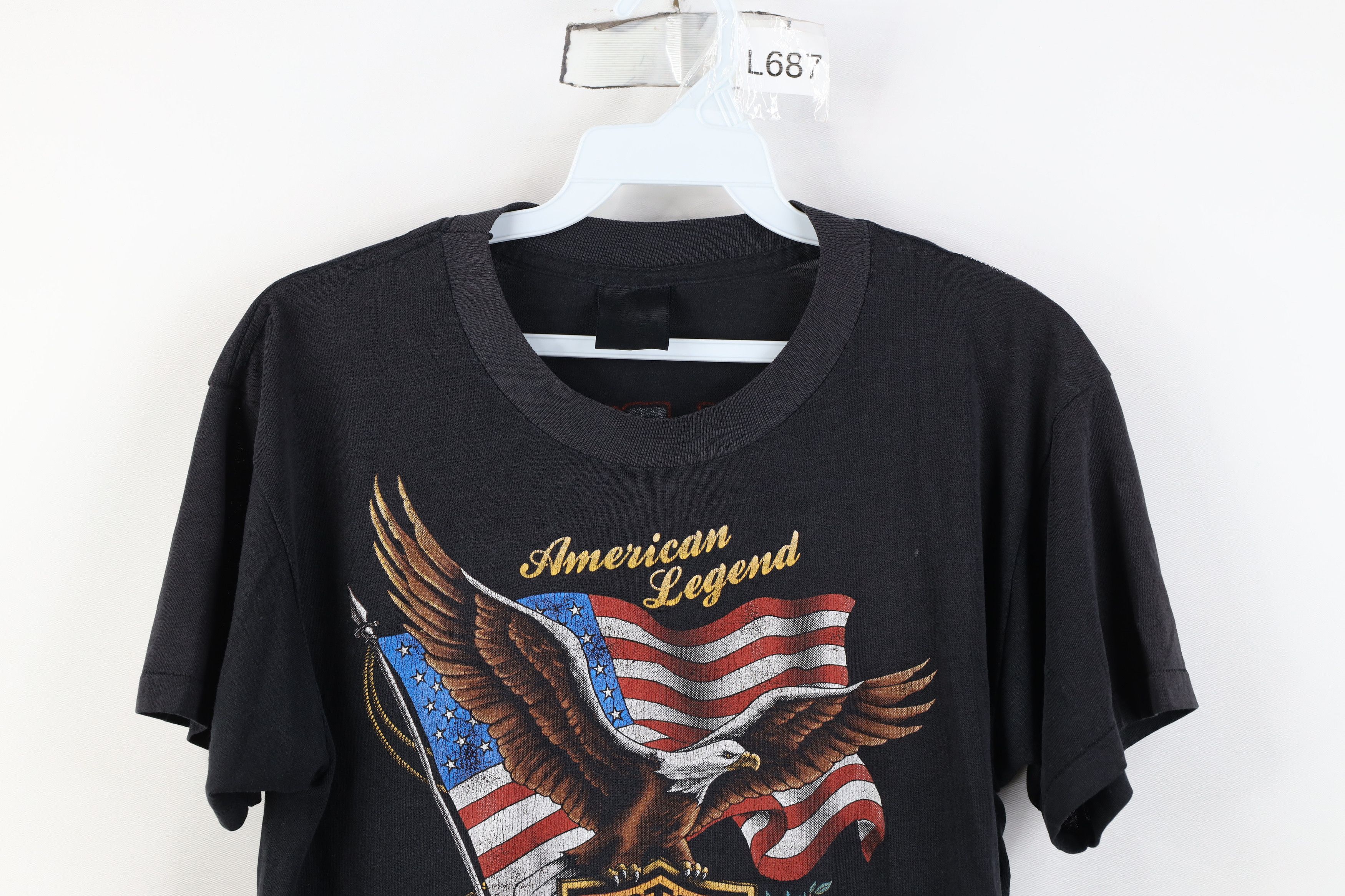 Harley Davidson Vintage 80s 3D Emblem Harley Davidson Eagle Flag T-Shirt USA Size US M / EU 48-50 / 2 - 2 Thumbnail