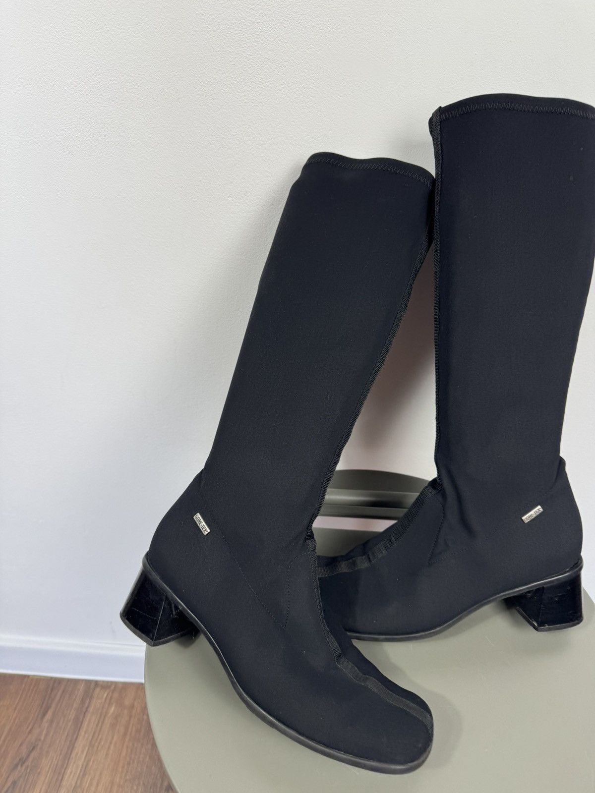 Other Vintage Gore Tex Black Stretch Knee High Boots Block Heel 39 Size US 8 / IT 38 - 2 Thumbnail