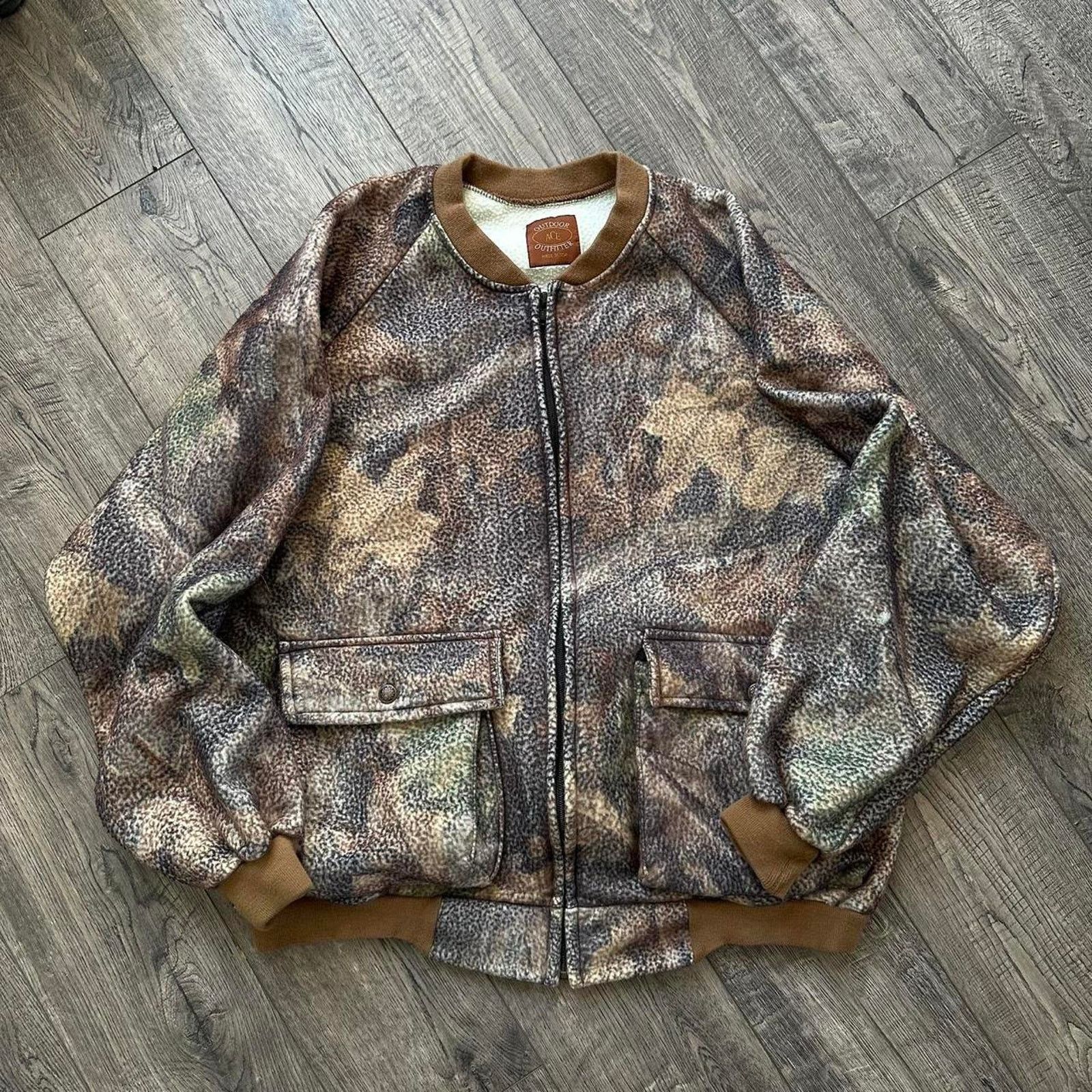 Vintage Vintage Camo Fleece Hunting Bomber Tactical Zip Up Jacket Size US L / EU 52-54 / 3 - 6 Thumbnail