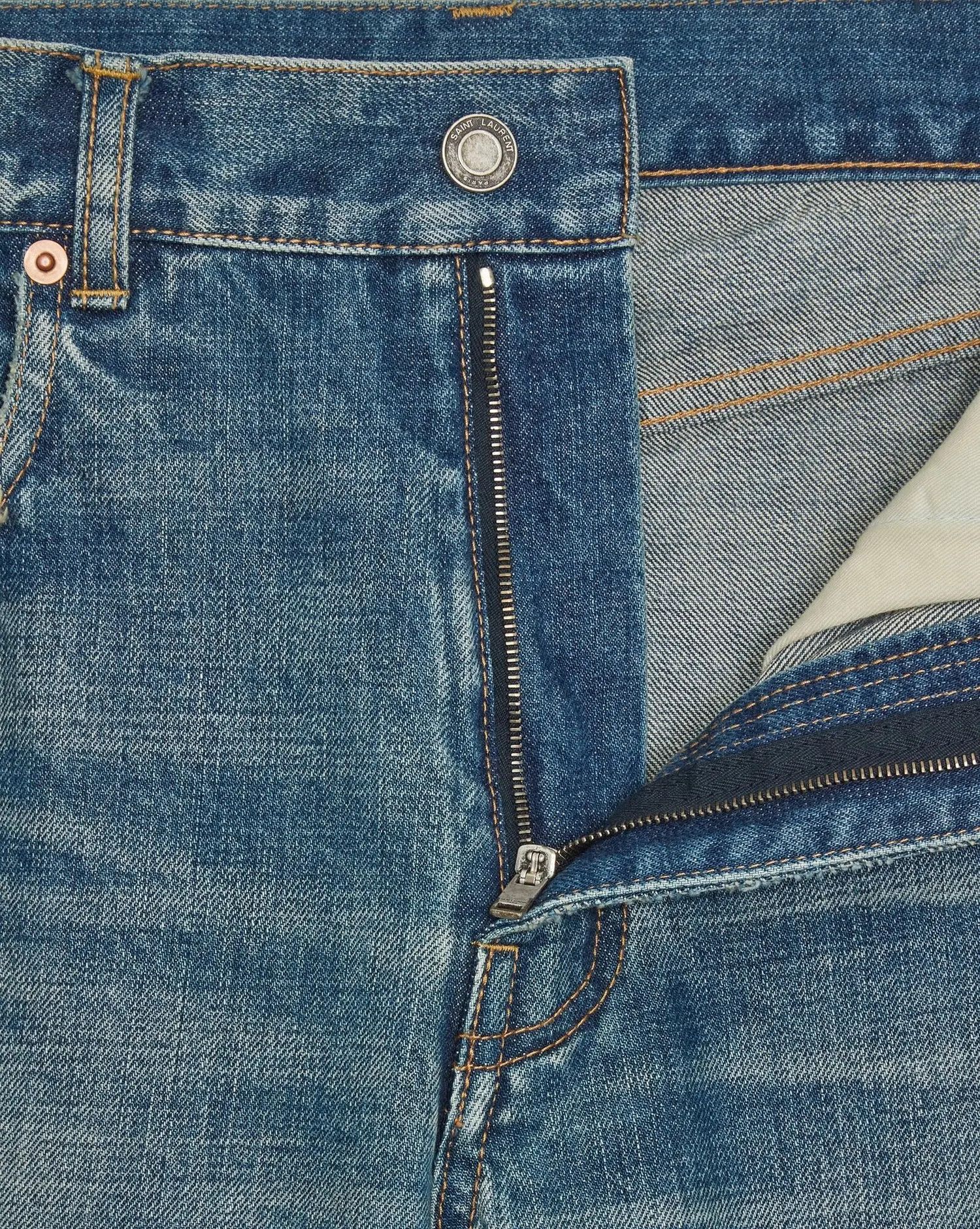 Saint Laurent Paris o1s1wg110225 712392 Straight Jeans in Denim in Vintage Blue Size 26" / US 2 / IT 38 - 3 Thumbnail