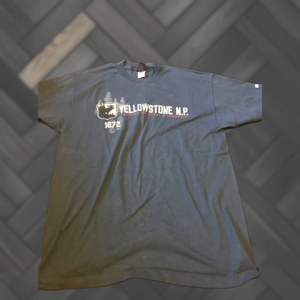 Vintage Prairie Mountain T-Shirt L Blue USA Cotton Yellowstone Mens Size US L / EU 52-54 / 3 - 1 Thumbnail