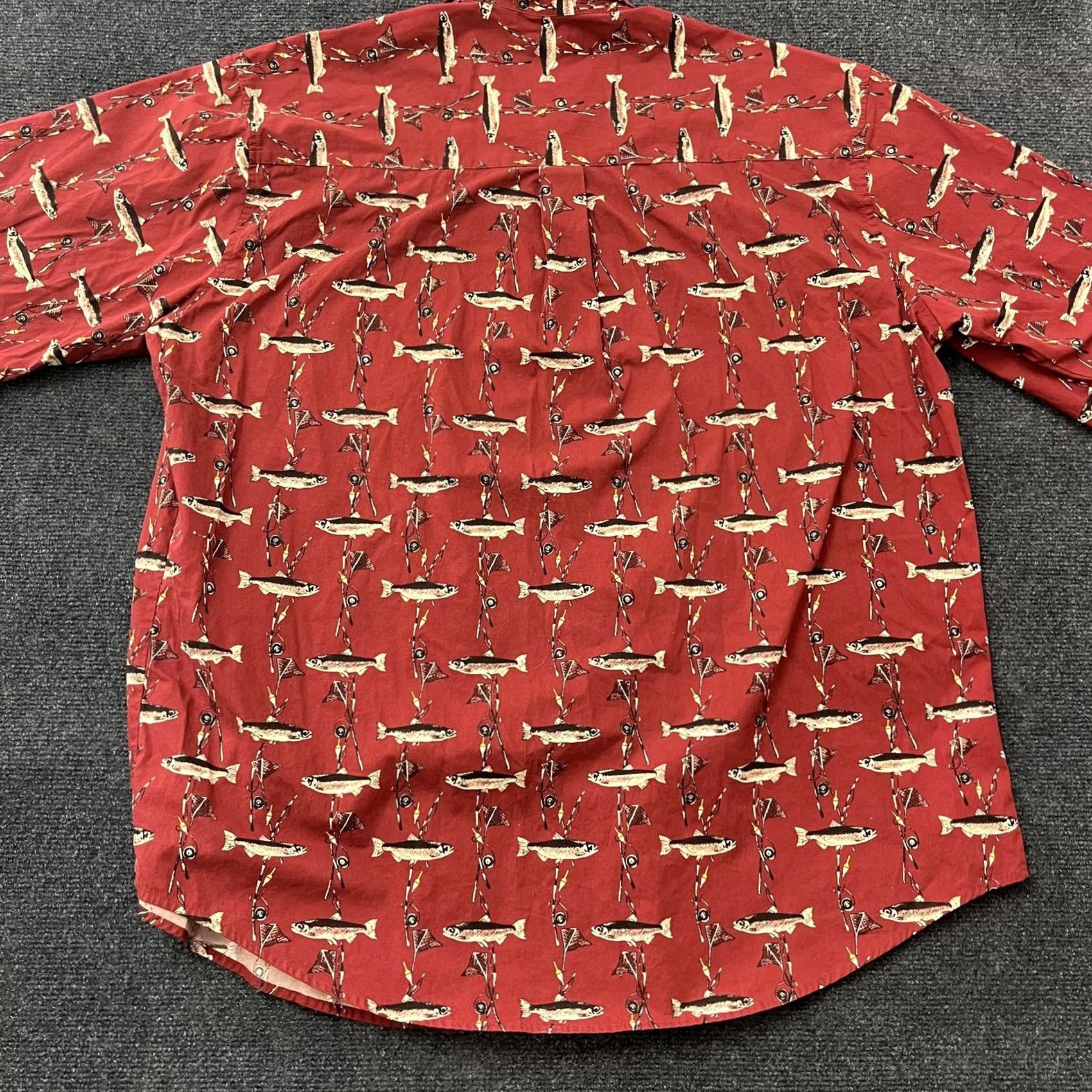 Vintage Natural Issue Mens XLT Red Fish Print Short Sleeve Button-Up Wrinkle Free Shirt Size US XL / EU 56 / 4 - 5 Thumbnail