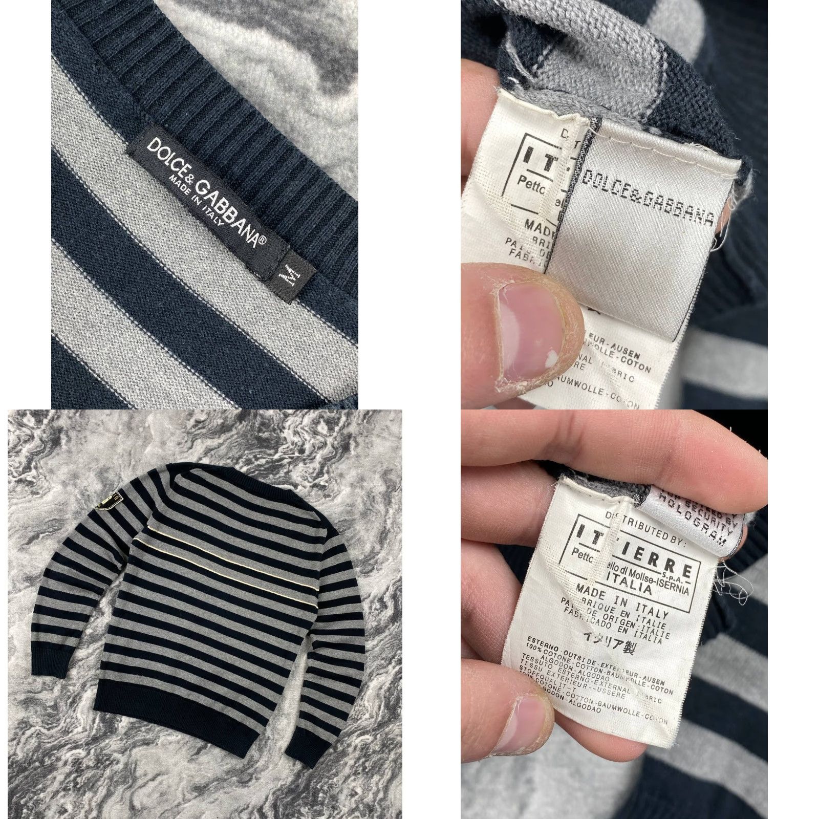 Dolce & Gabbana VINTAGE Dolce&Gabbana Sweater DG Logo V-Neck Men Size M Wool Knit Blue Gray Pullover Fall Winter Casual Mens Size US M / EU 48-50 / 2 - 8 Thumbnail