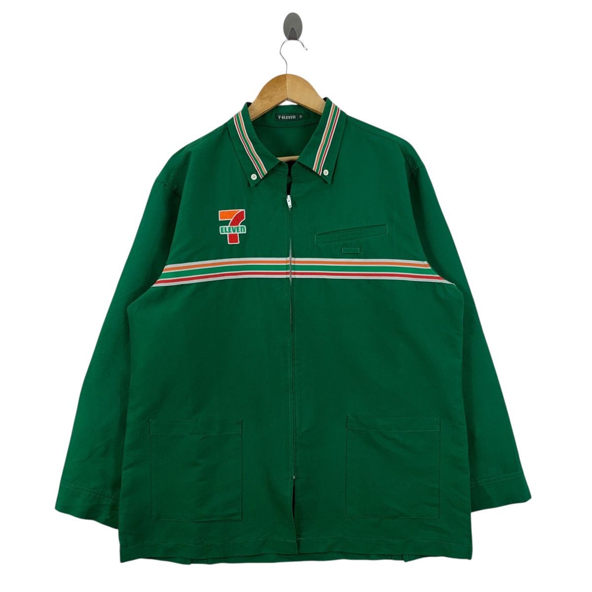 Vintage Vintage 7 ELEVEN 7E Convenience Stripes Zipper Light Jacket Size US L / EU 52-54 / 3 - 1 Thumbnail