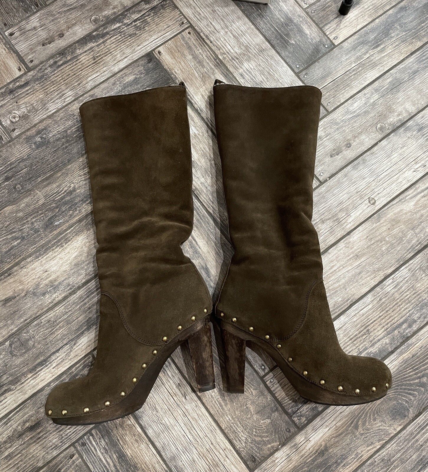 Dolce & Gabbana D&G Dolce & Gabbana High Heel Boots Suede Leather Shearling Size US 7 / IT 37 - 19 Thumbnail