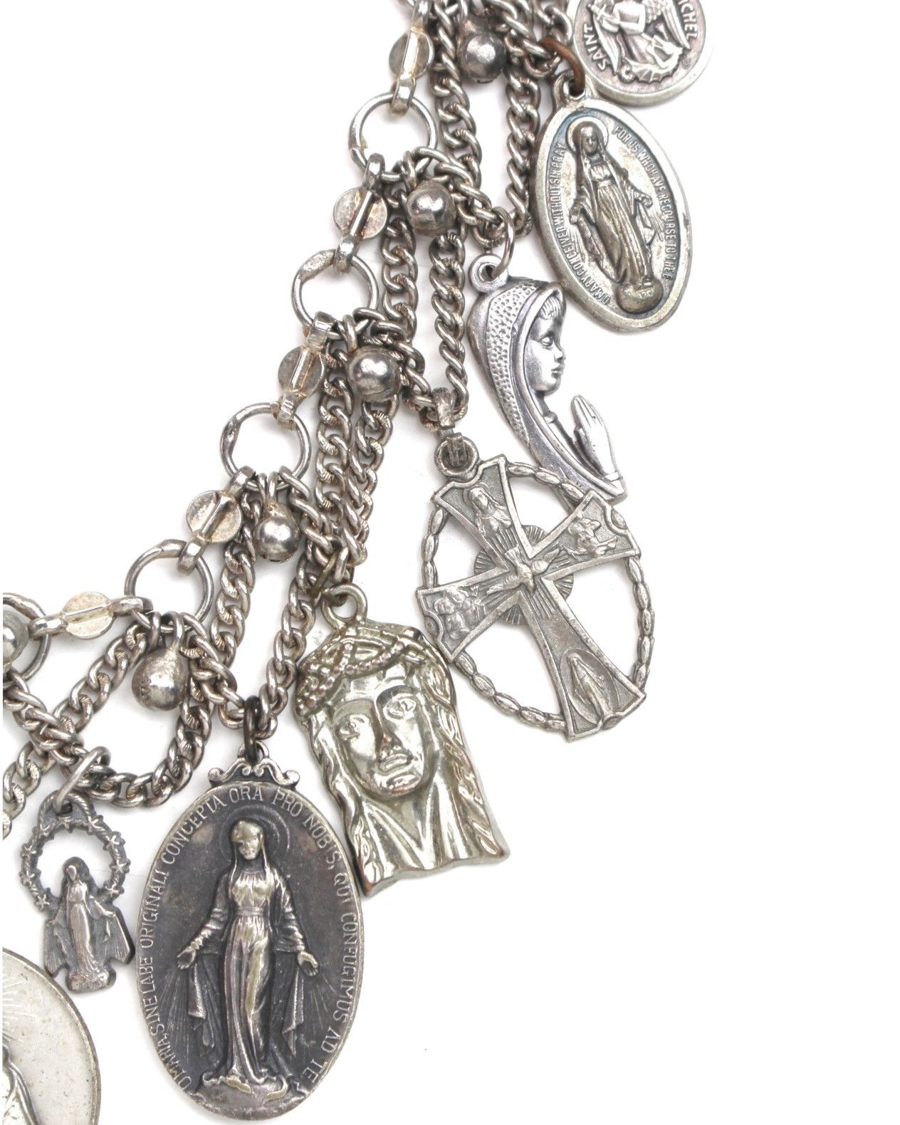 Vintage 1980S JAPANESE MADE MULTI-CHARM RELIGIOUS MEDAL BIB NECKLACE Size ONE SIZE - 4 Thumbnail